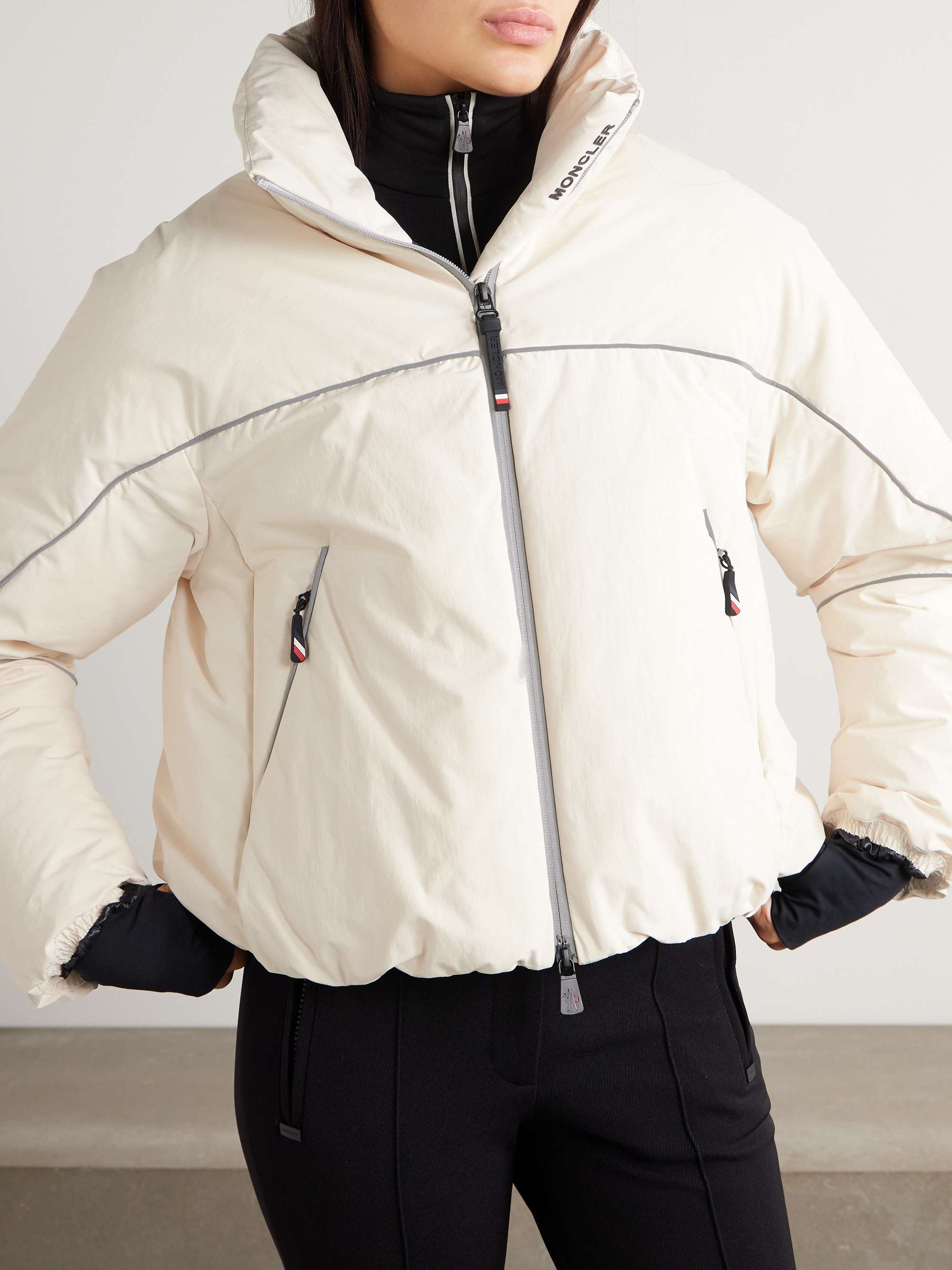 Padded hooded down ski jacket view
