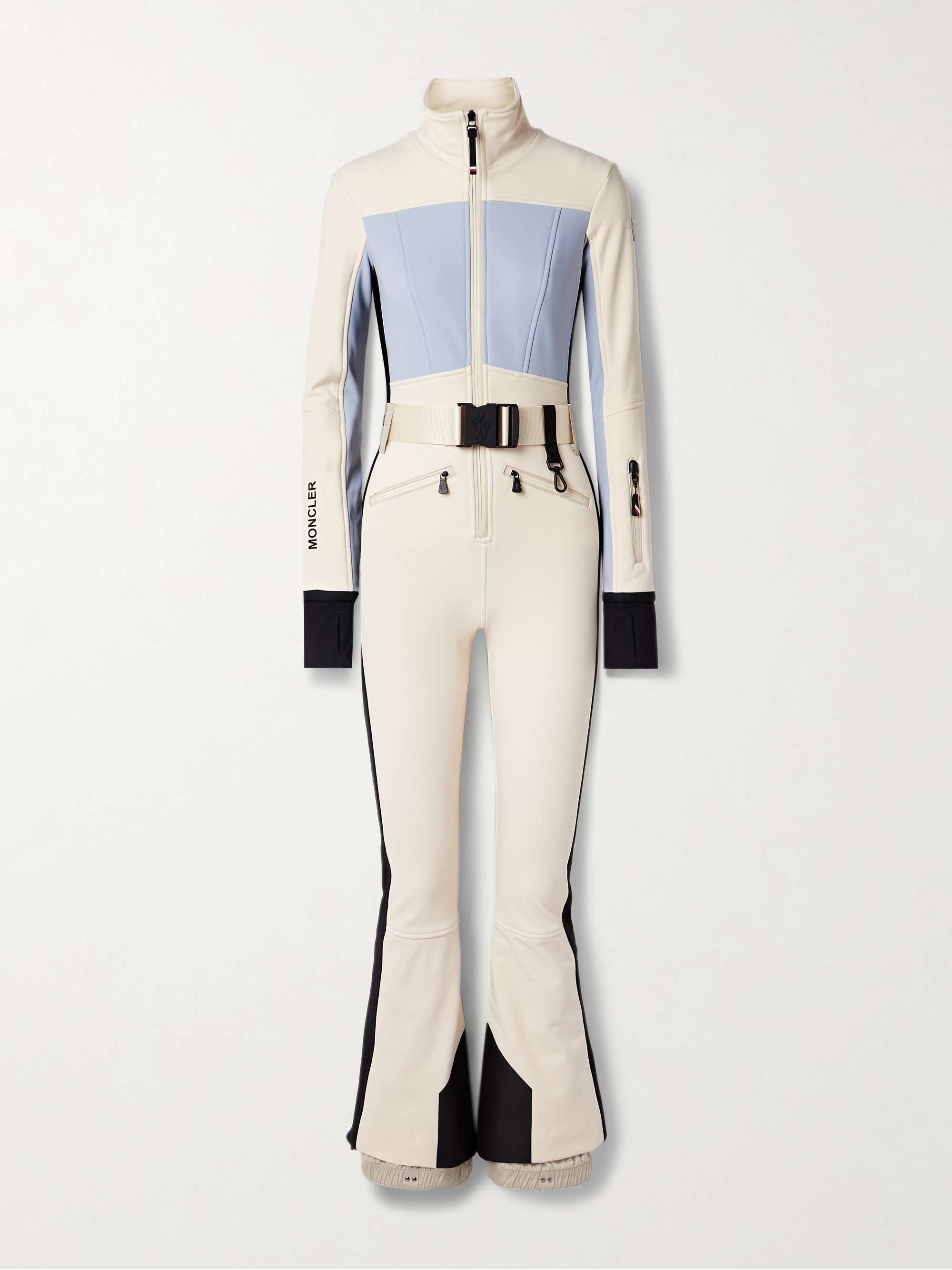 Belted color-block ski suit view