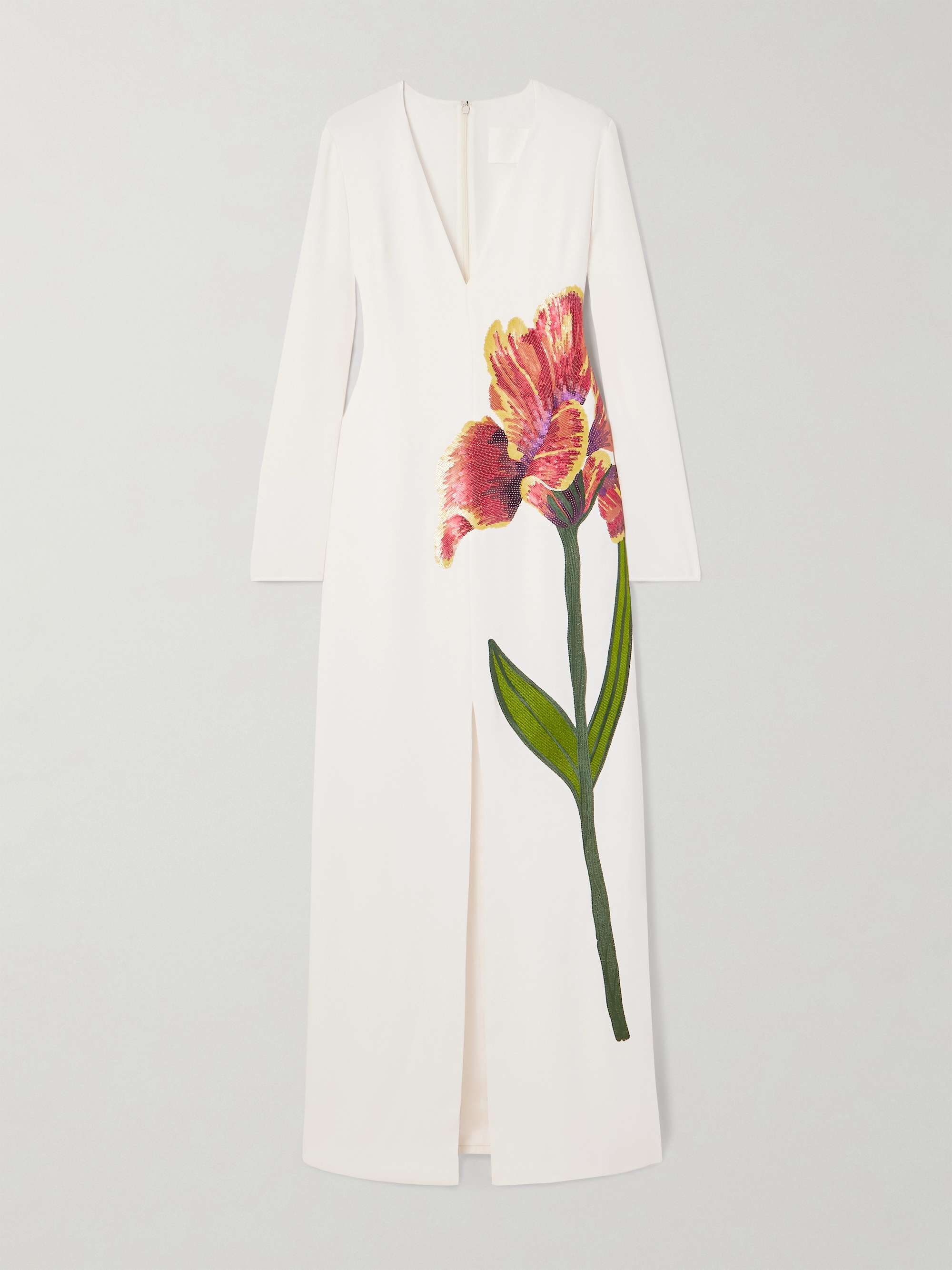 Jennis sequin-embellished embroidered crepe gown view