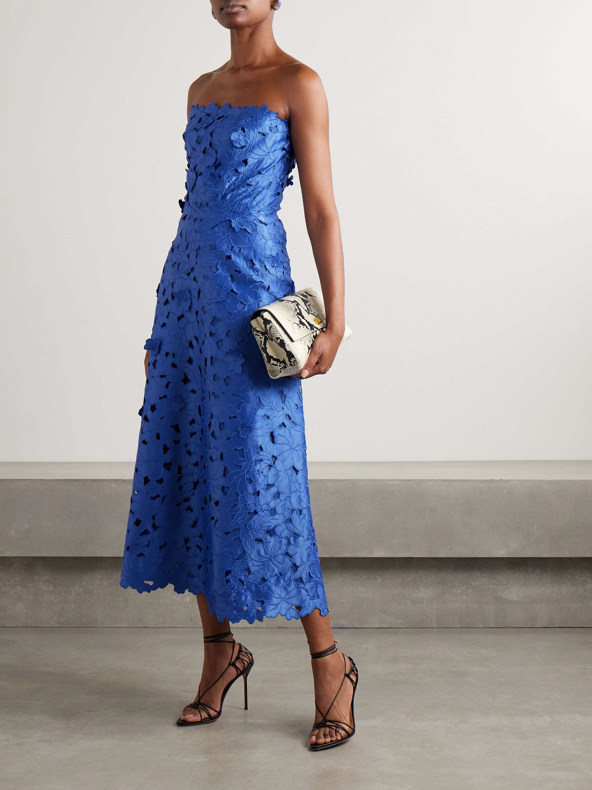 Norina strapless cutout embroidered satin gown view