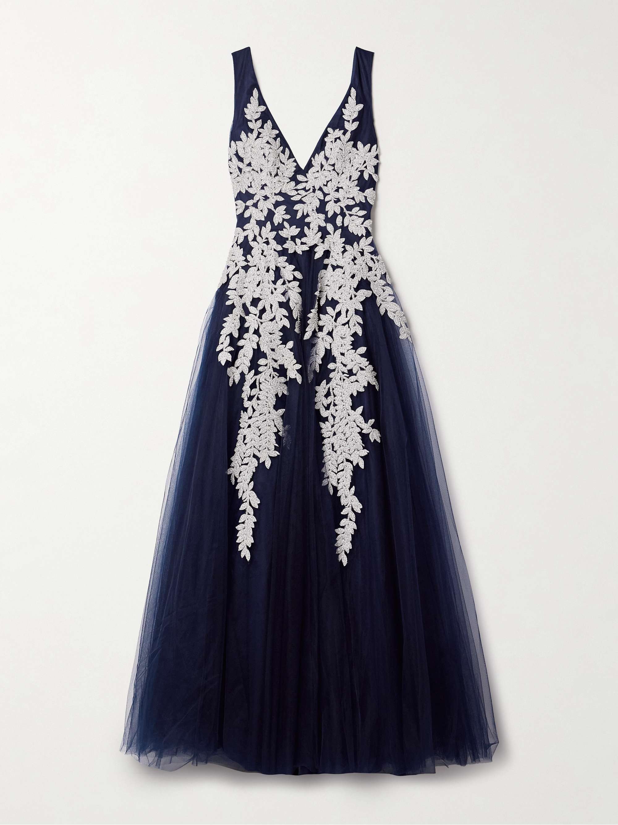 Bead-embellished embroidered tulle gown view