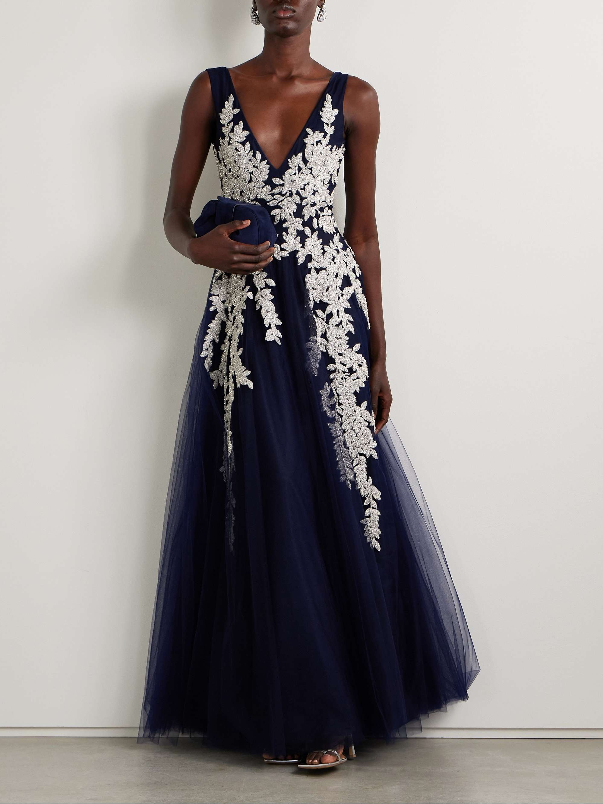 Bead-embellished embroidered tulle gown view