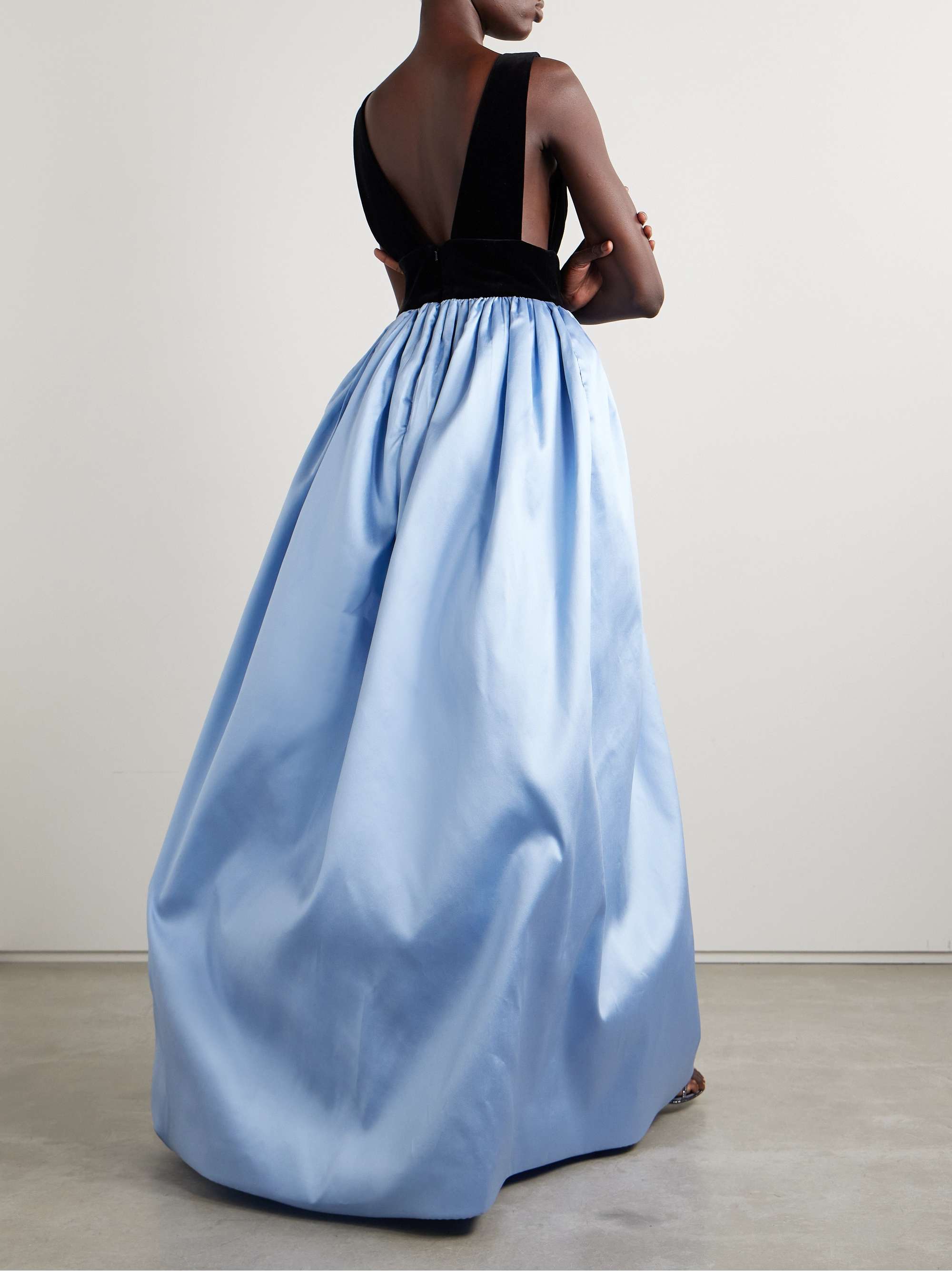 Silk-mikado and velvet gown view