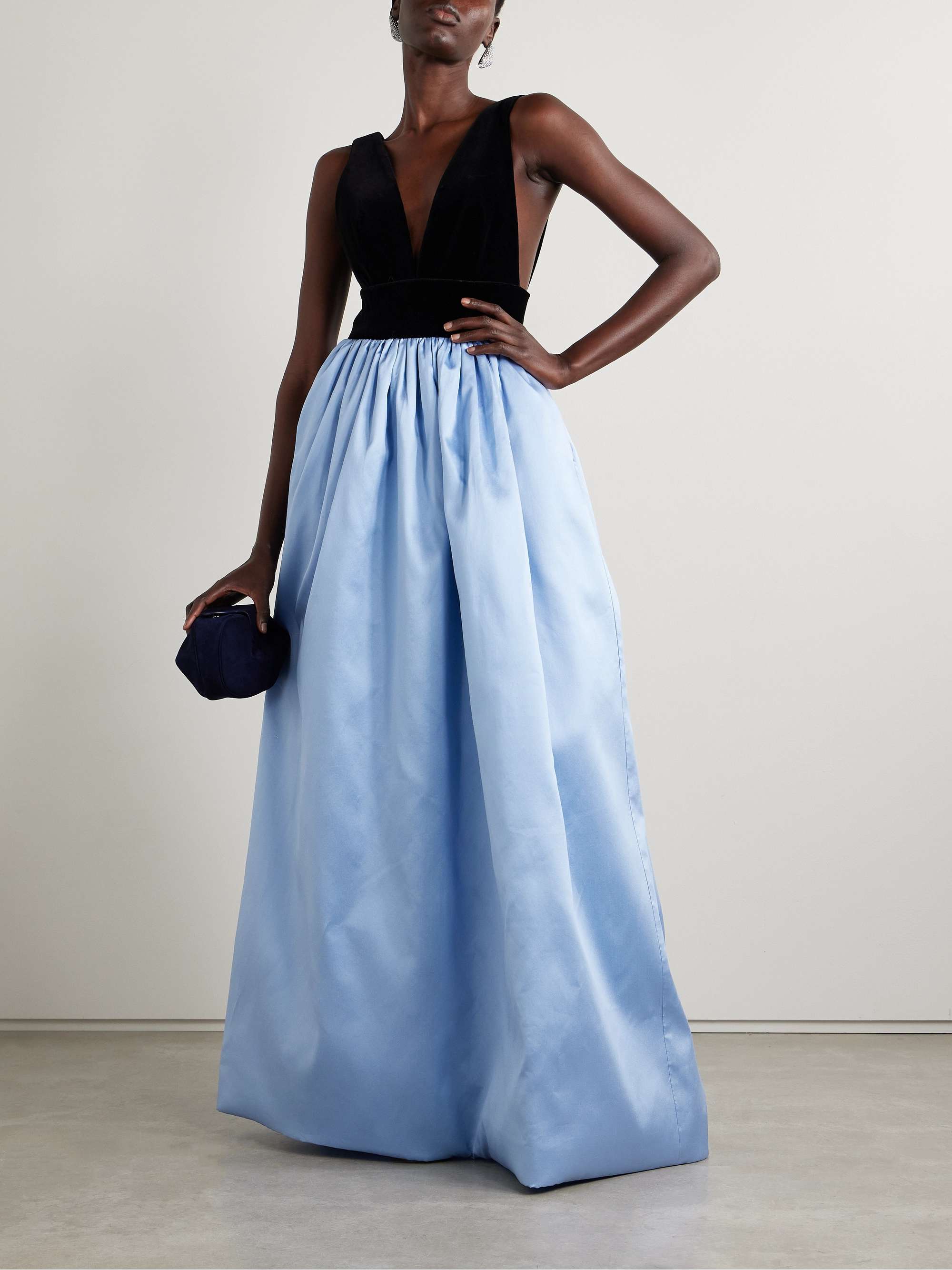 Silk-mikado and velvet gown view