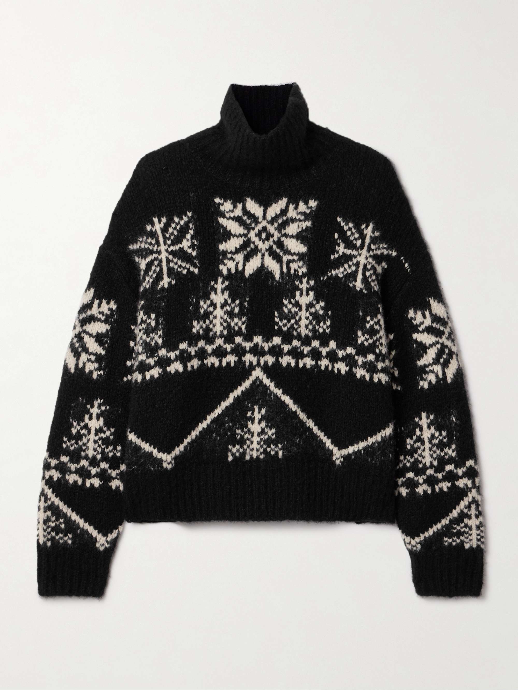 Meredith intarsia cashmere and silk-blend turtleneck sweater view