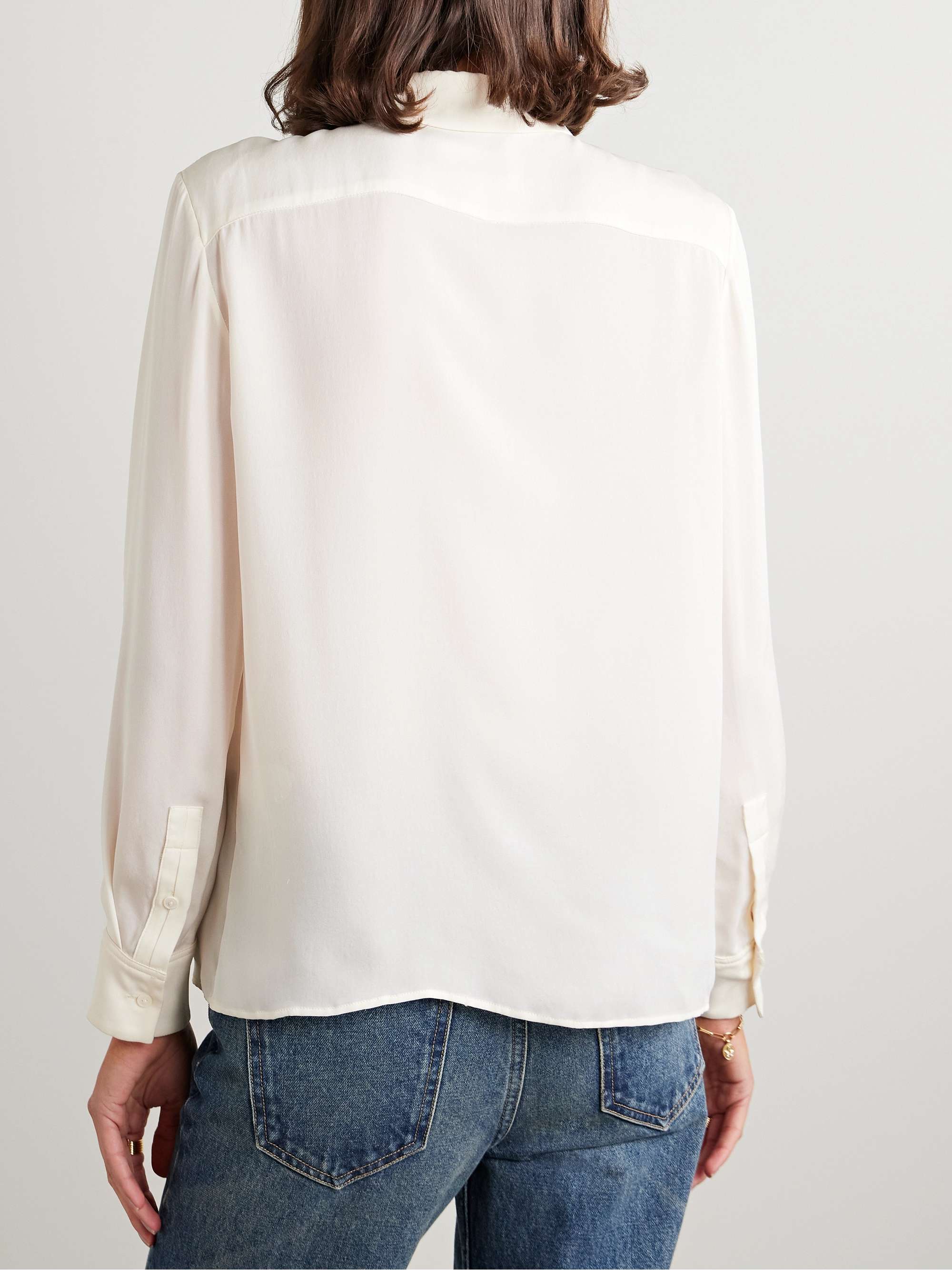 Danika ruffled silk crepe de chine shirt view