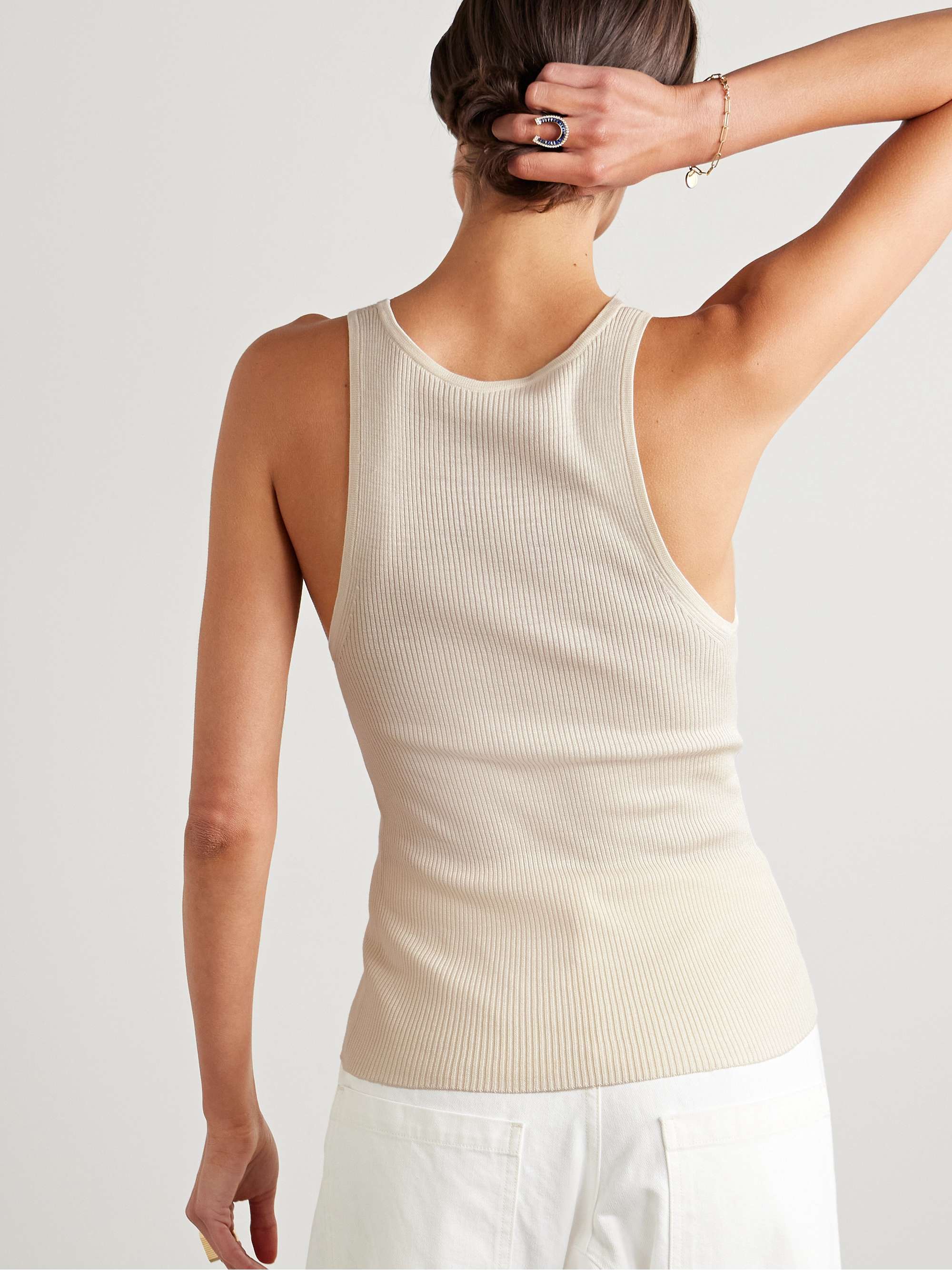 Selah ribbed silk-jersey tank view