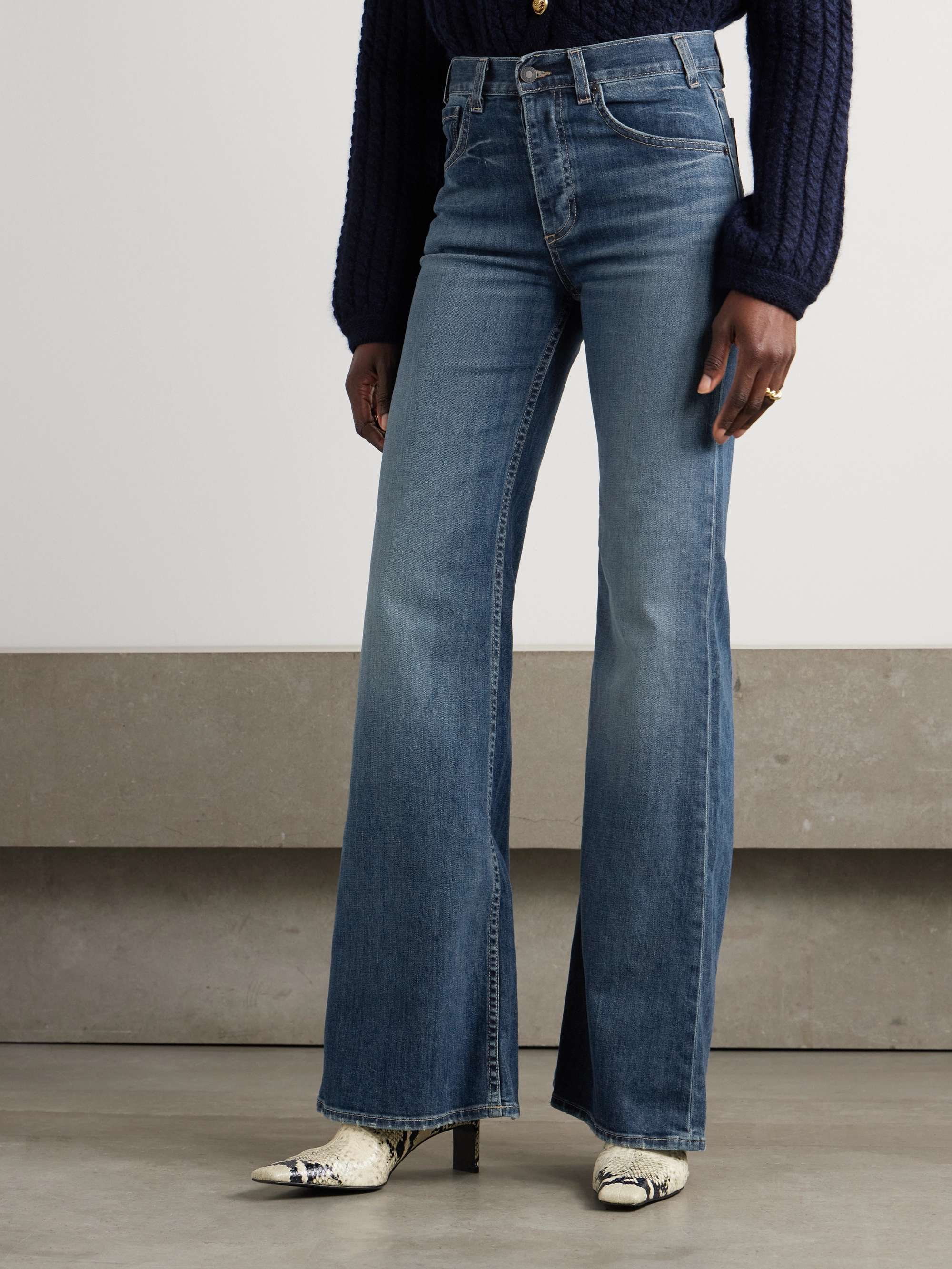 Terrell frayed high-rise straight-leg jeans view
