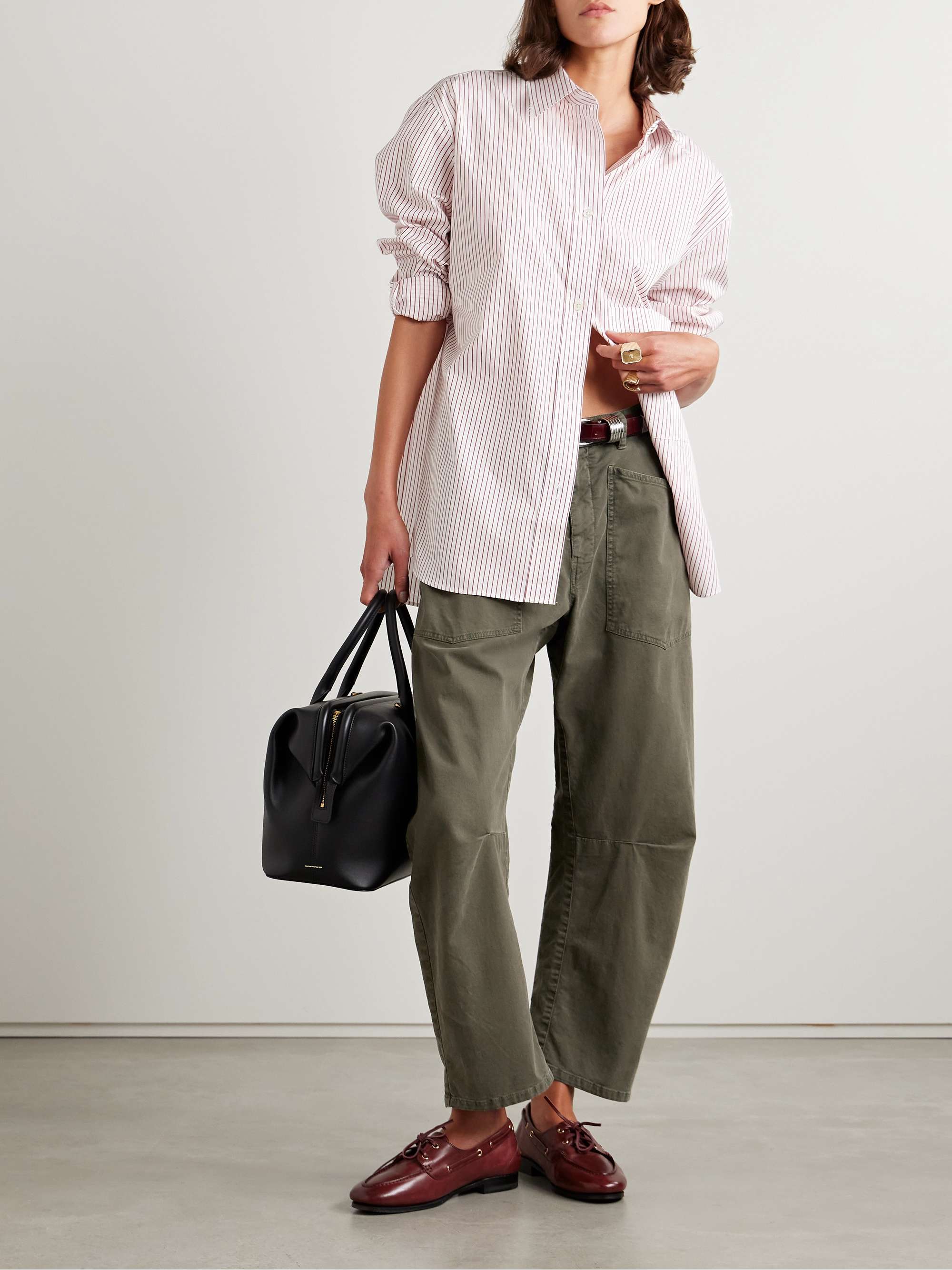Shon pleated cotton-blend twill tapered pants view