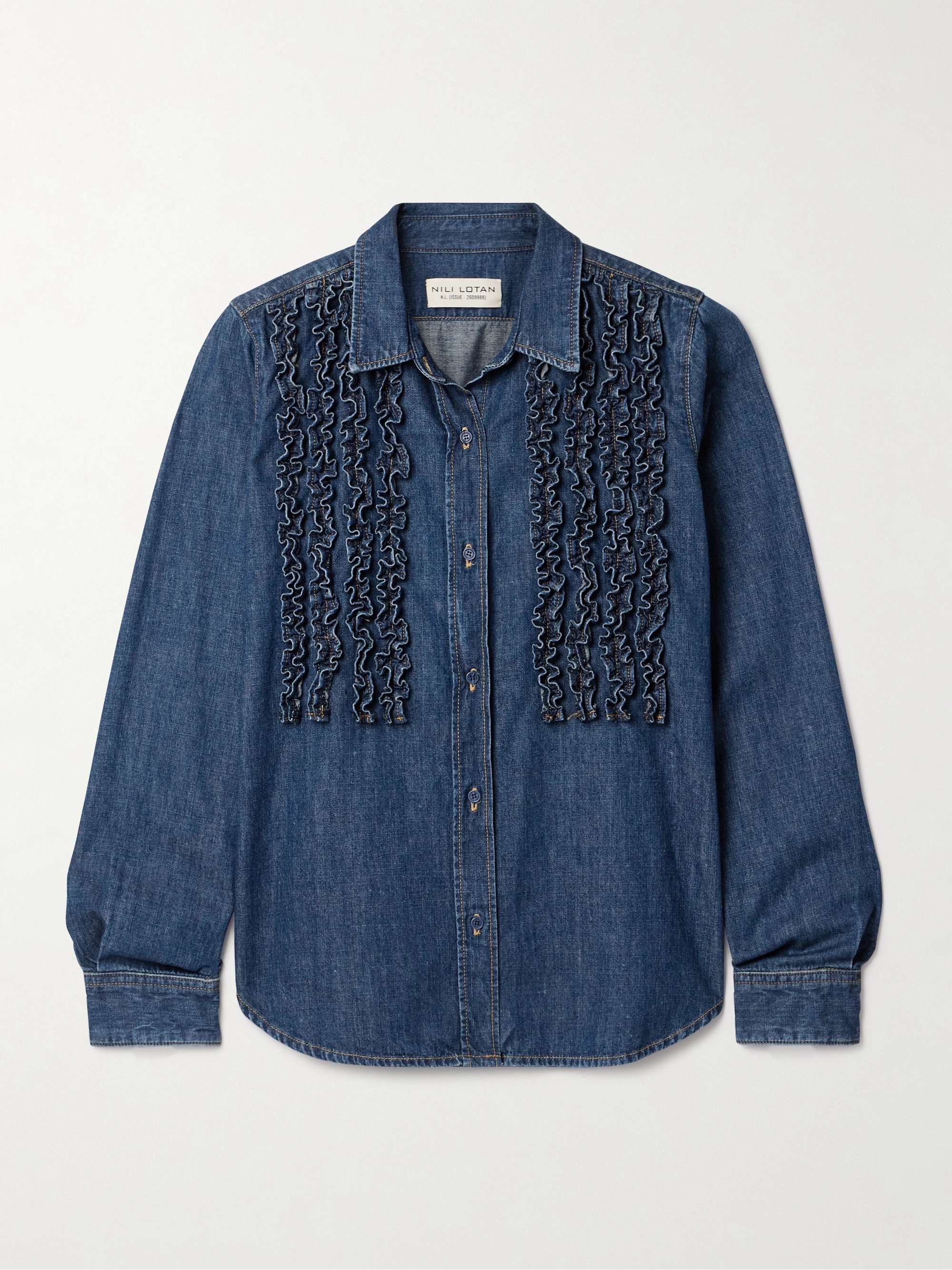 Lexa ruffled denim shirt view