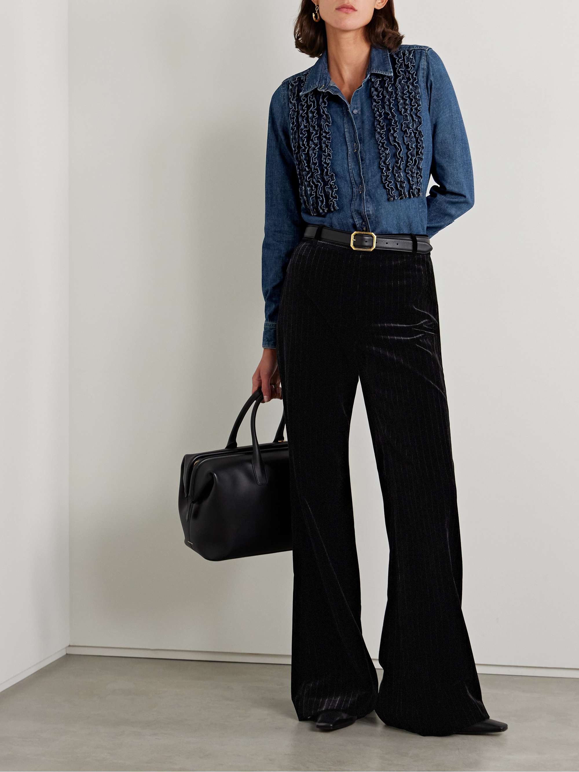 Lexa ruffled denim shirt view