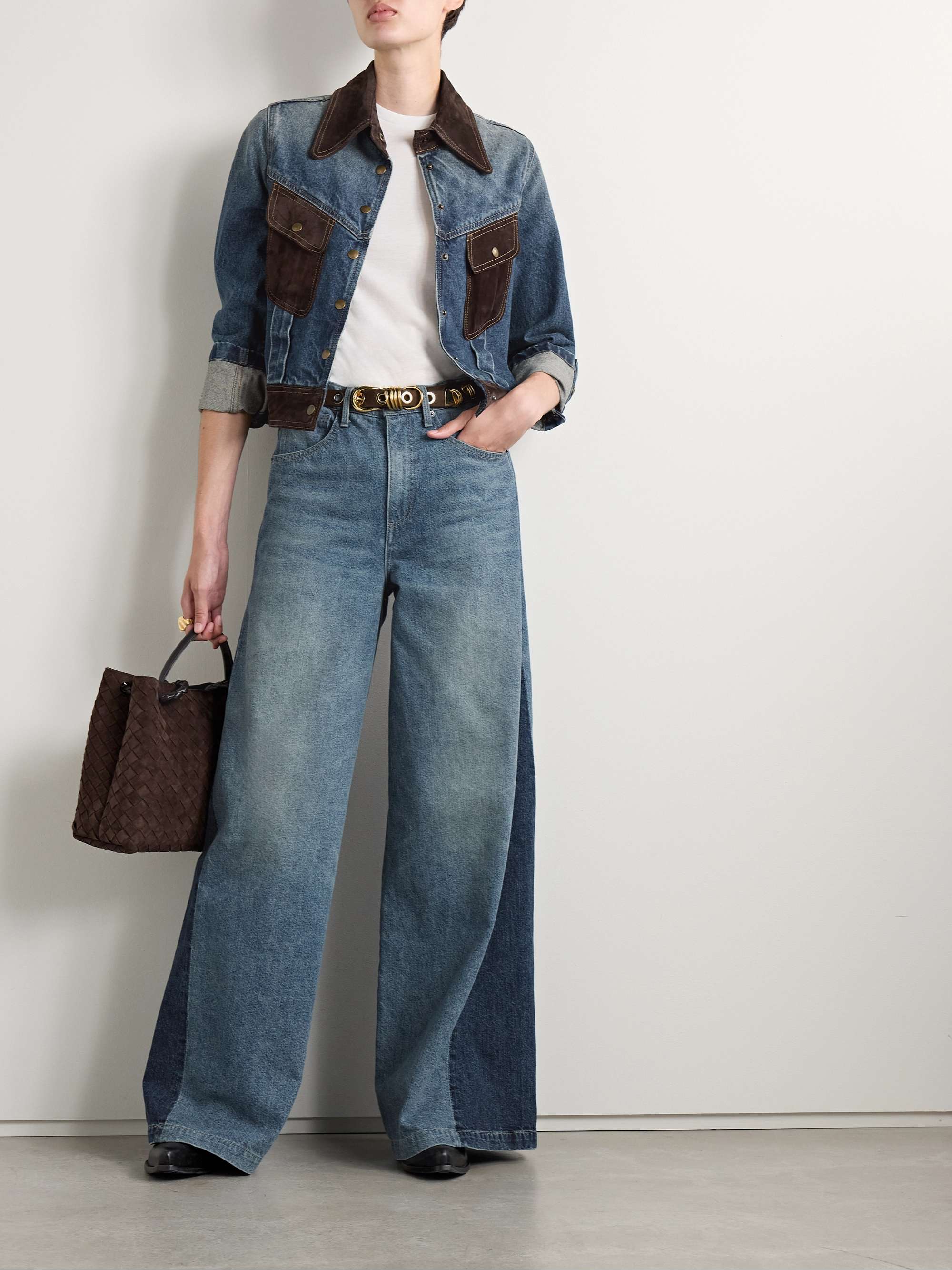 Brooklyn suede-paneled denim jacket view