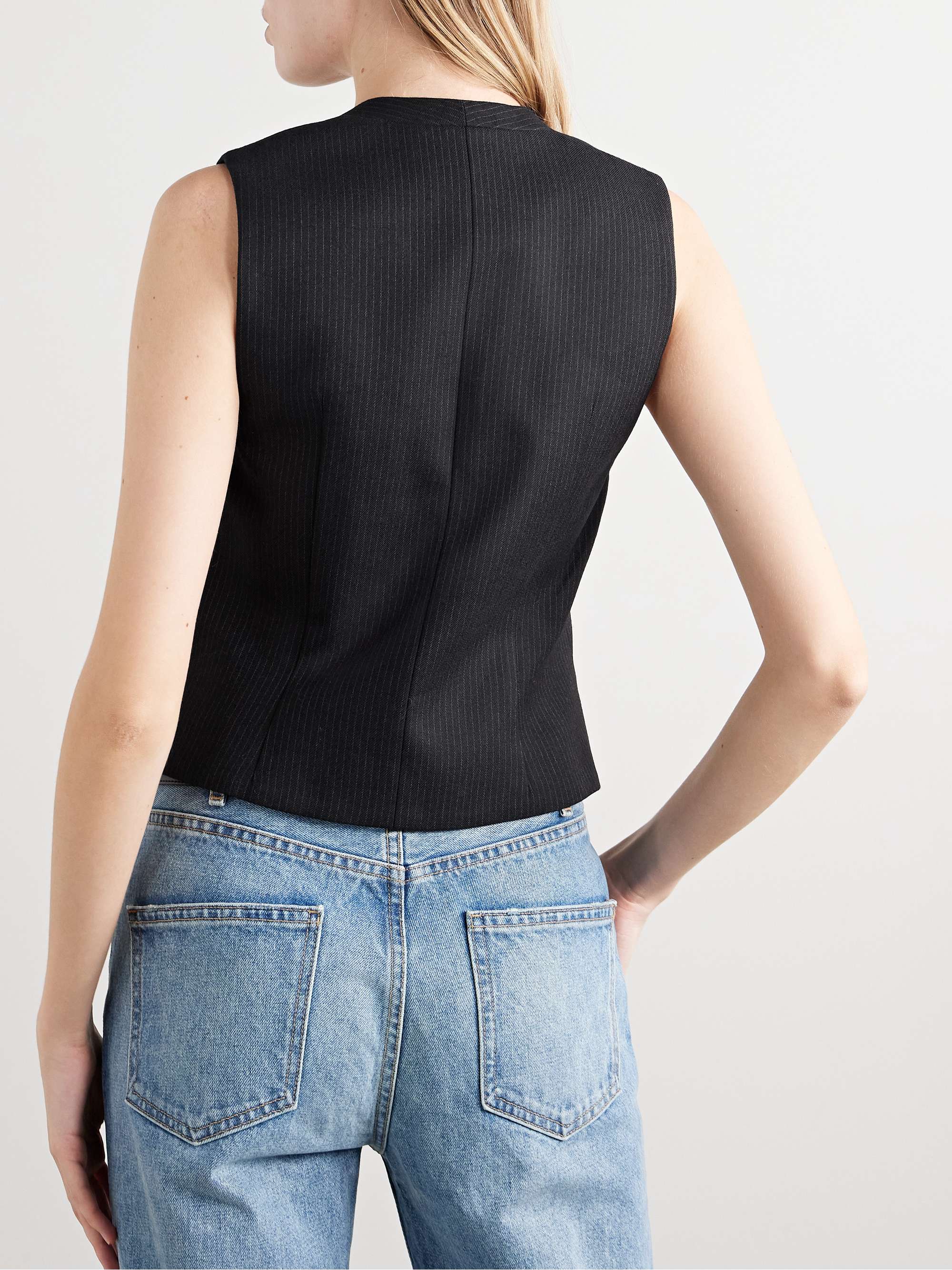 Angelina pinstriped wool-twill vest view
