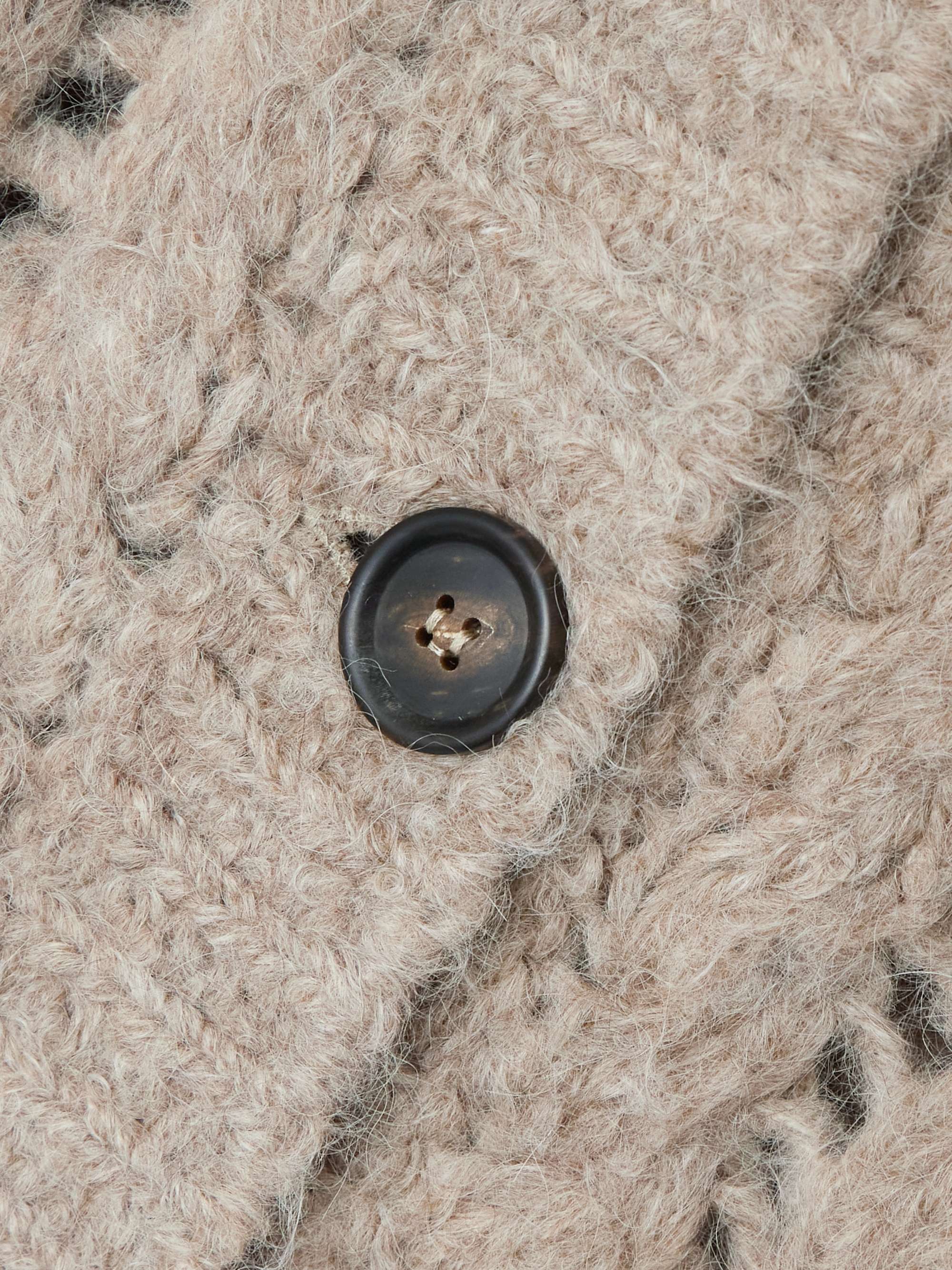 Hooded cable-knit alpaca-blend cardigan view