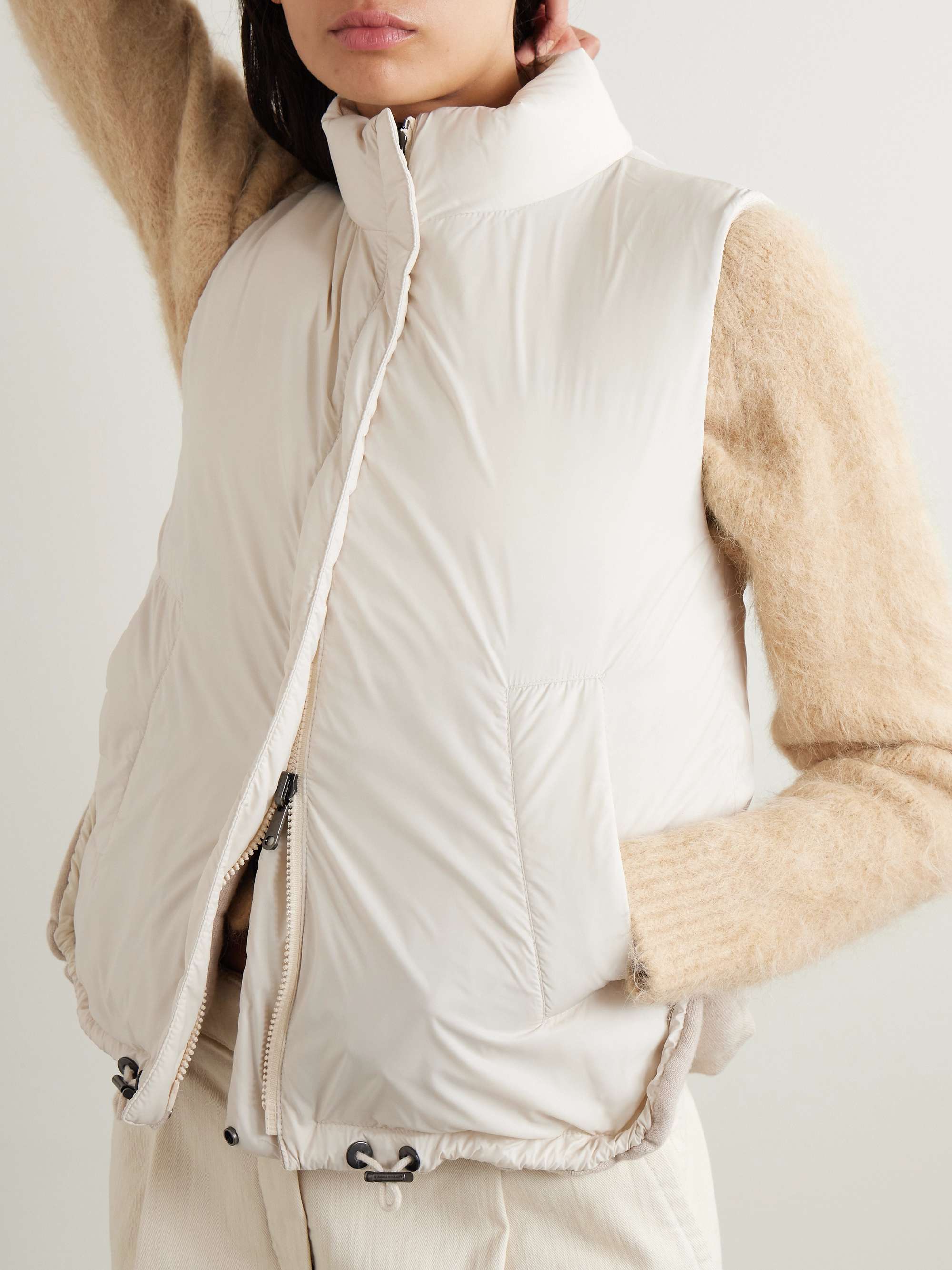 Reversible hooded quilted cashmere and shell vest view