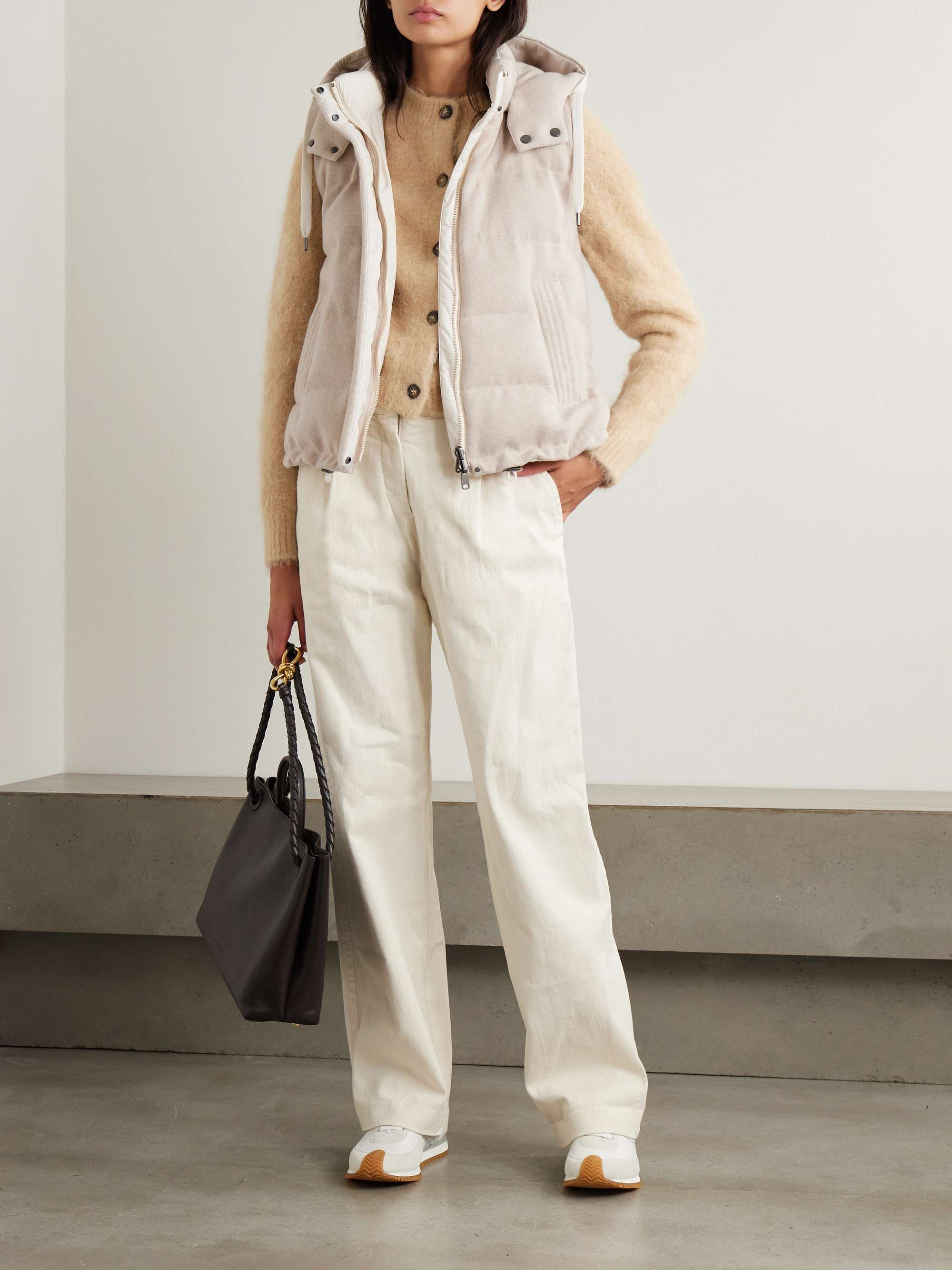 Reversible hooded quilted cashmere and shell vest view