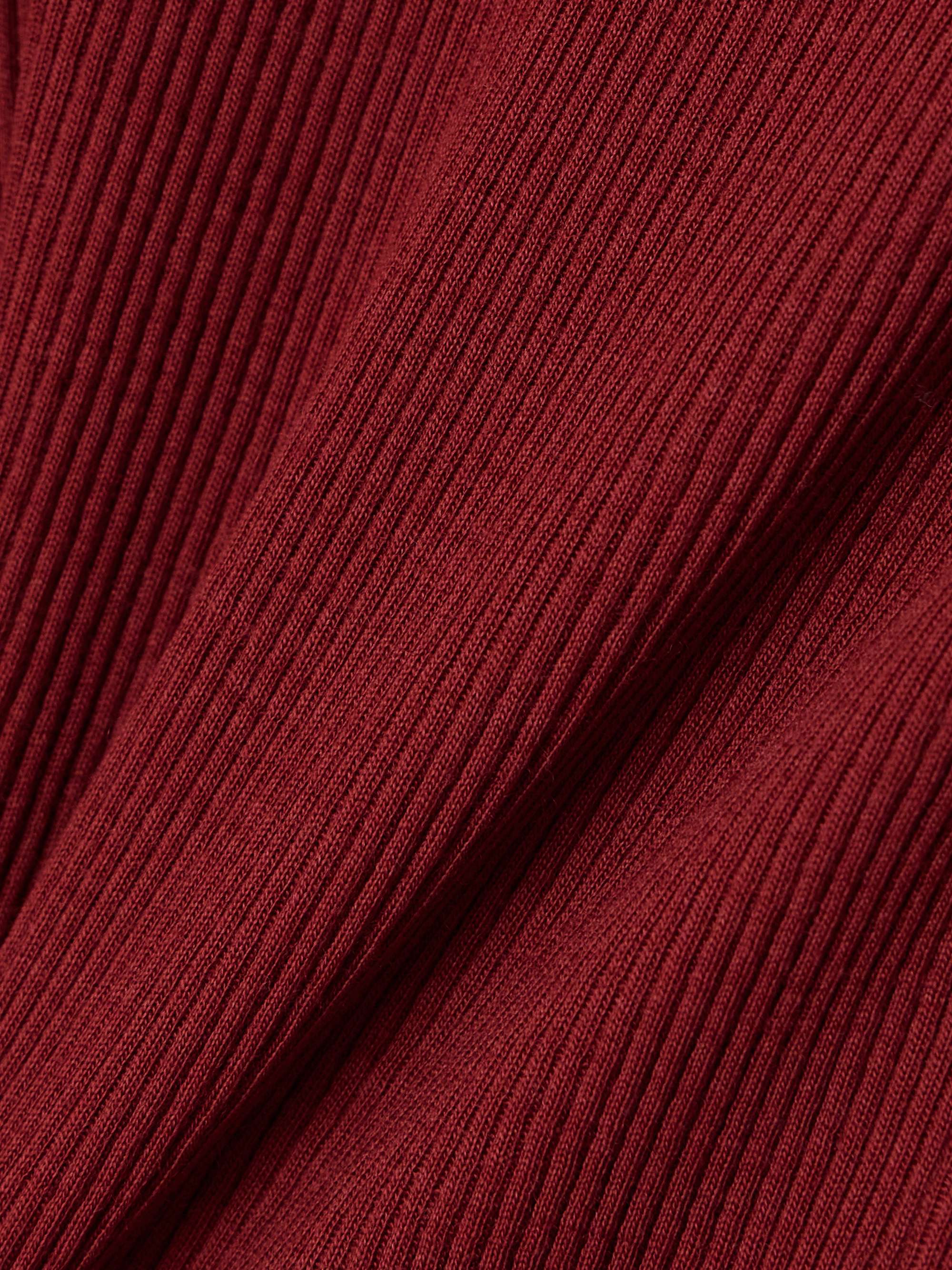 Bead-embellished ribbed wool turtleneck top view