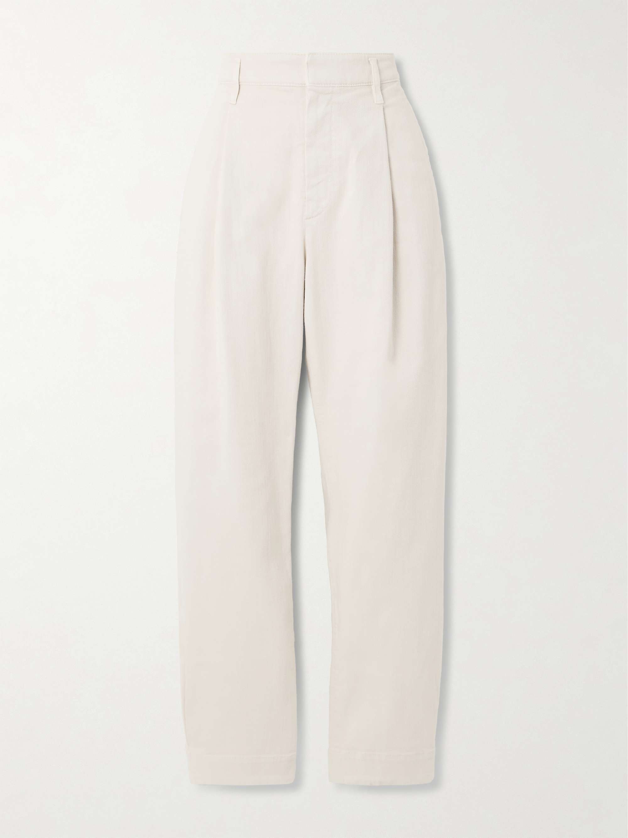 Pleated cotton-blend twill tapered pants view