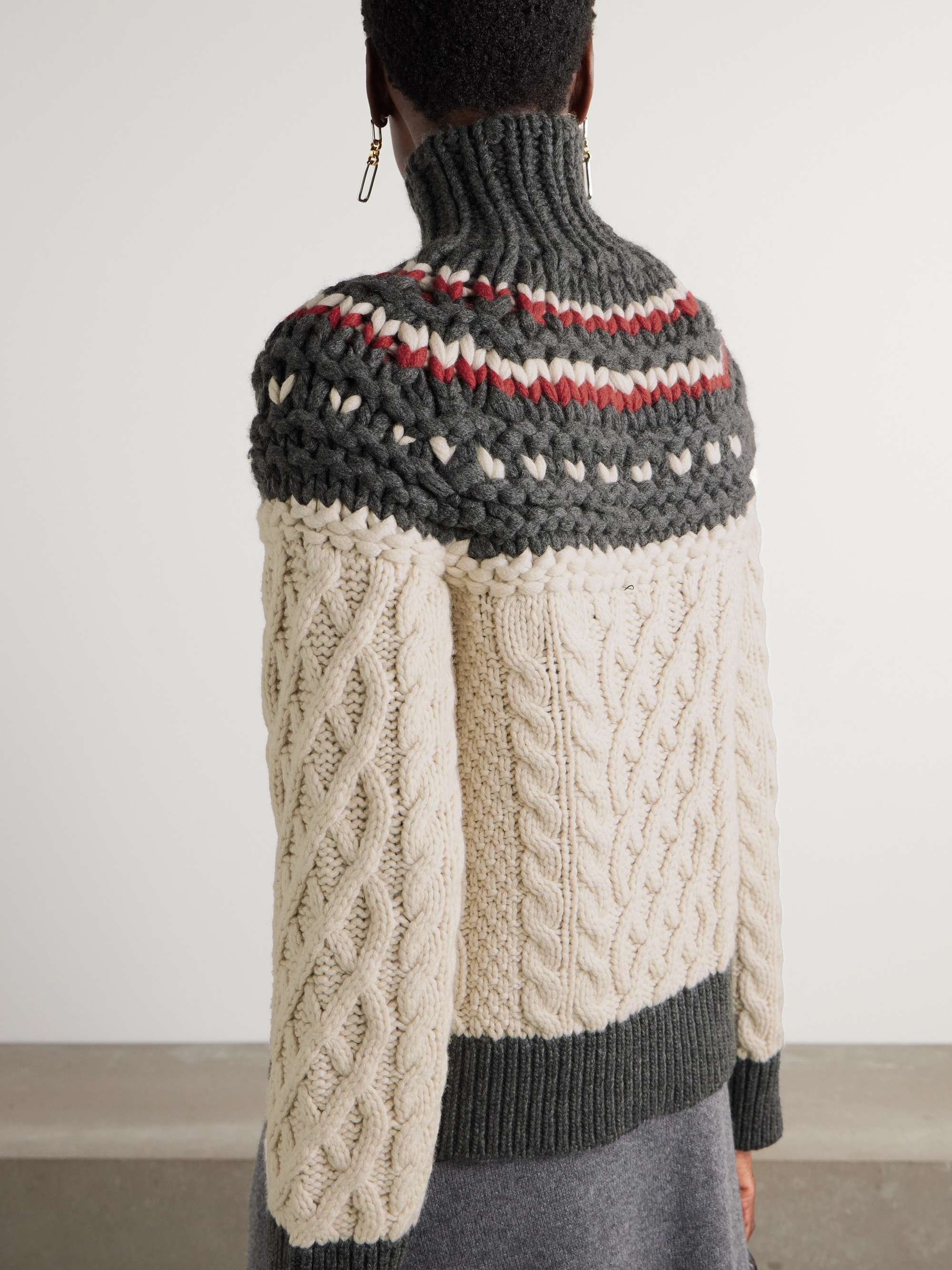Cable-knit cashmere turtleneck sweater view