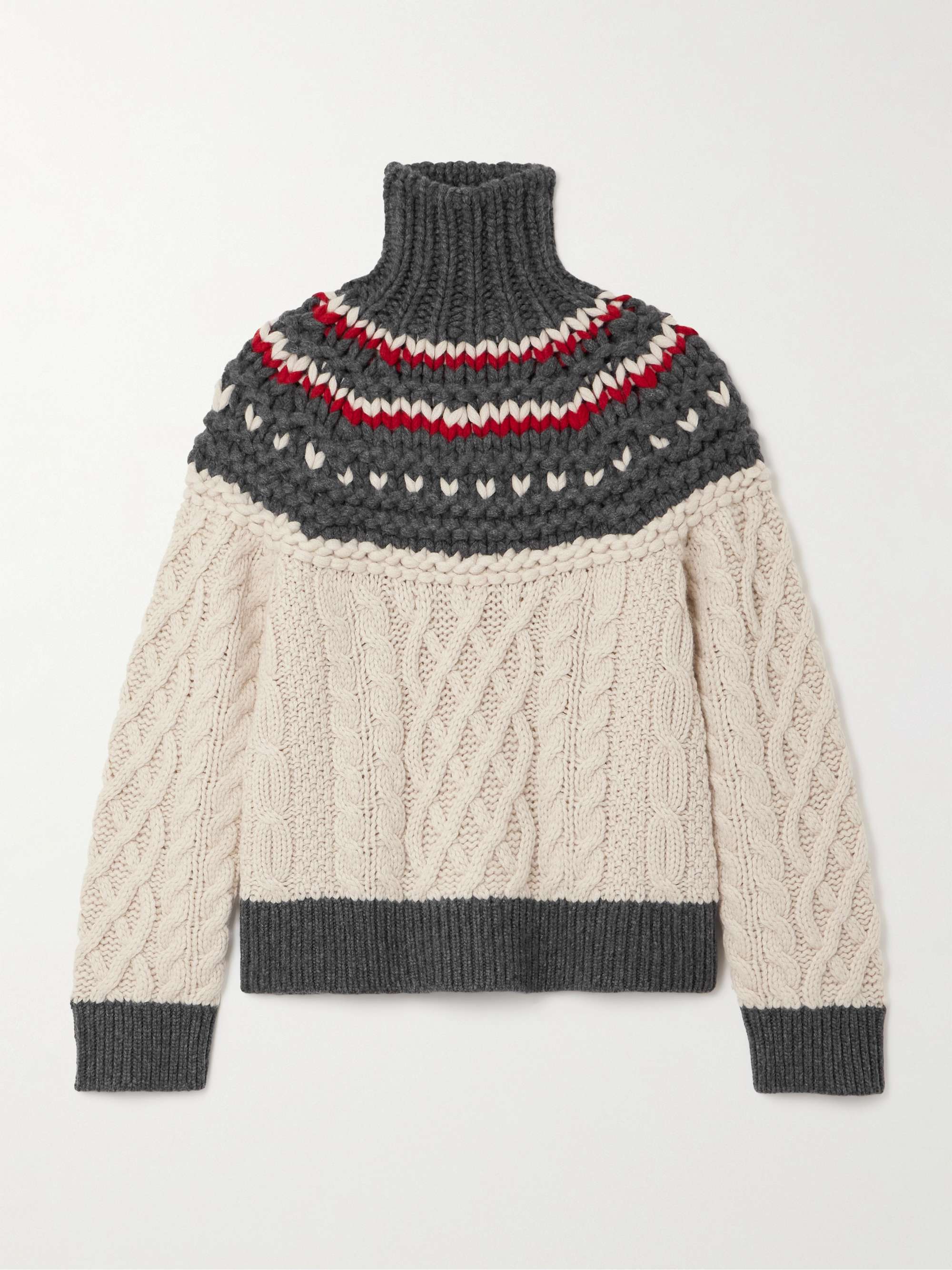 Cable-knit cashmere turtleneck sweater view