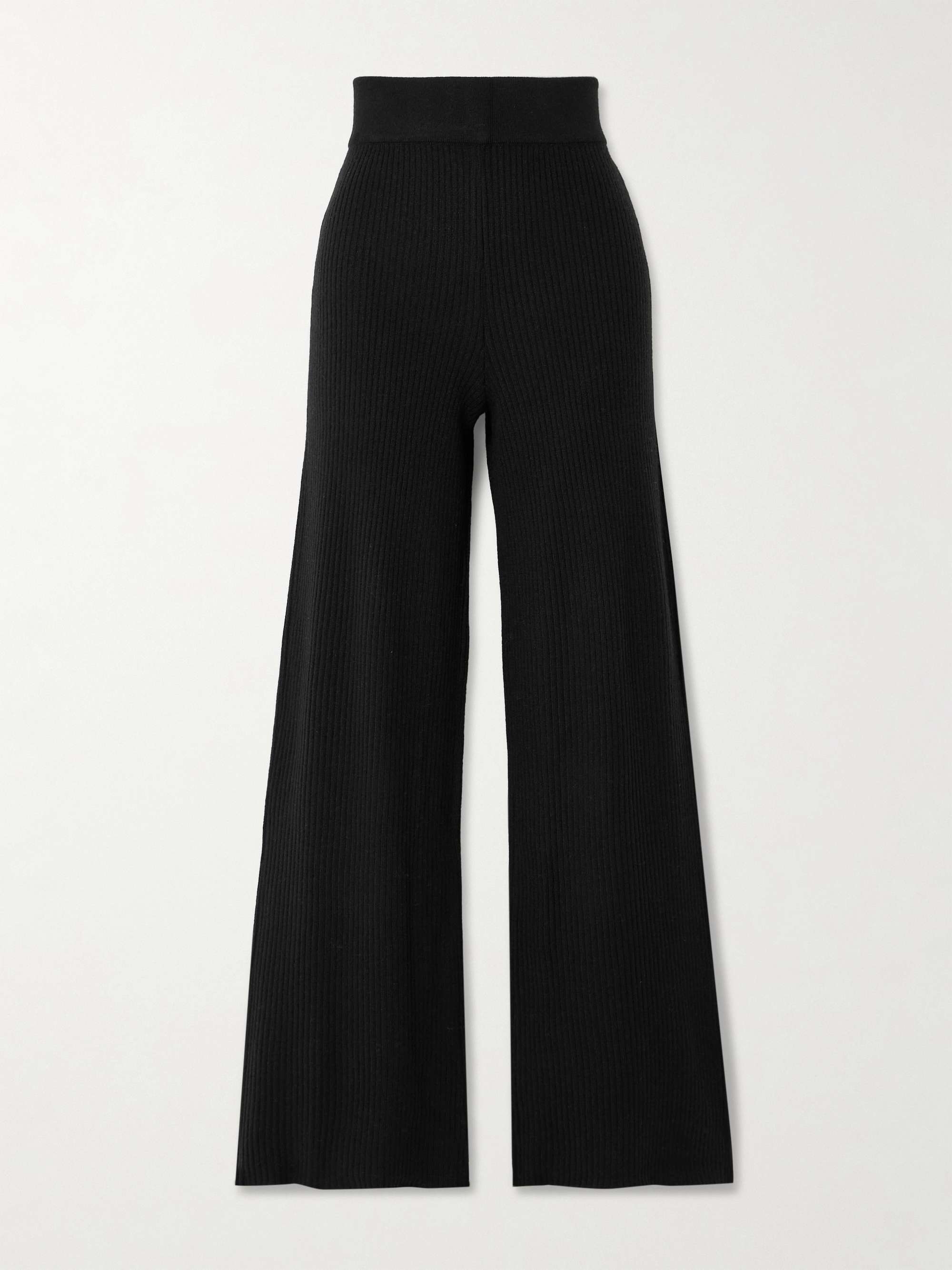 Banvir ribbed organic cashmere wide-leg pants view
