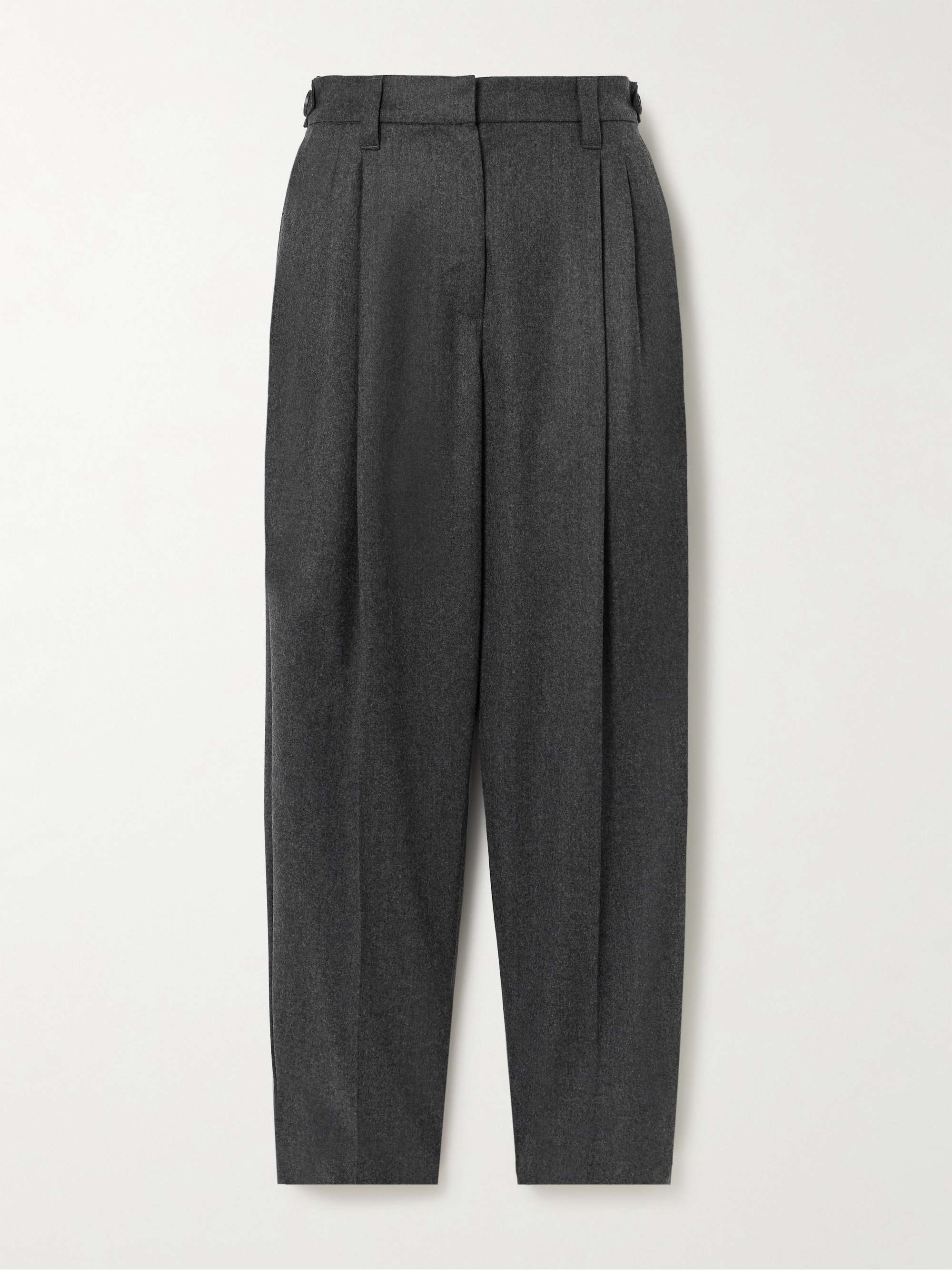 Pleated wool tapered pants view