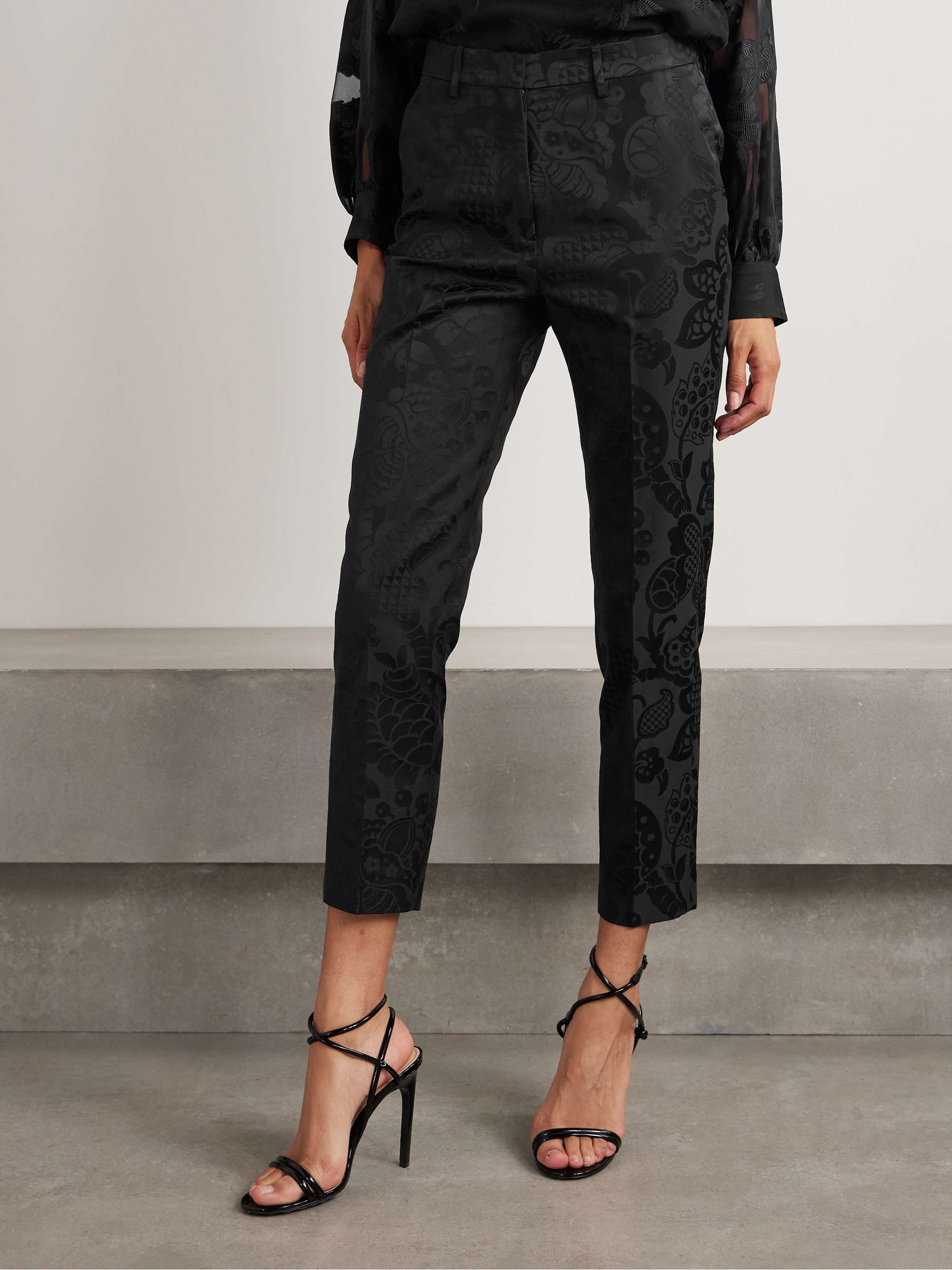 Cotton-blend jacquard tapered pants view