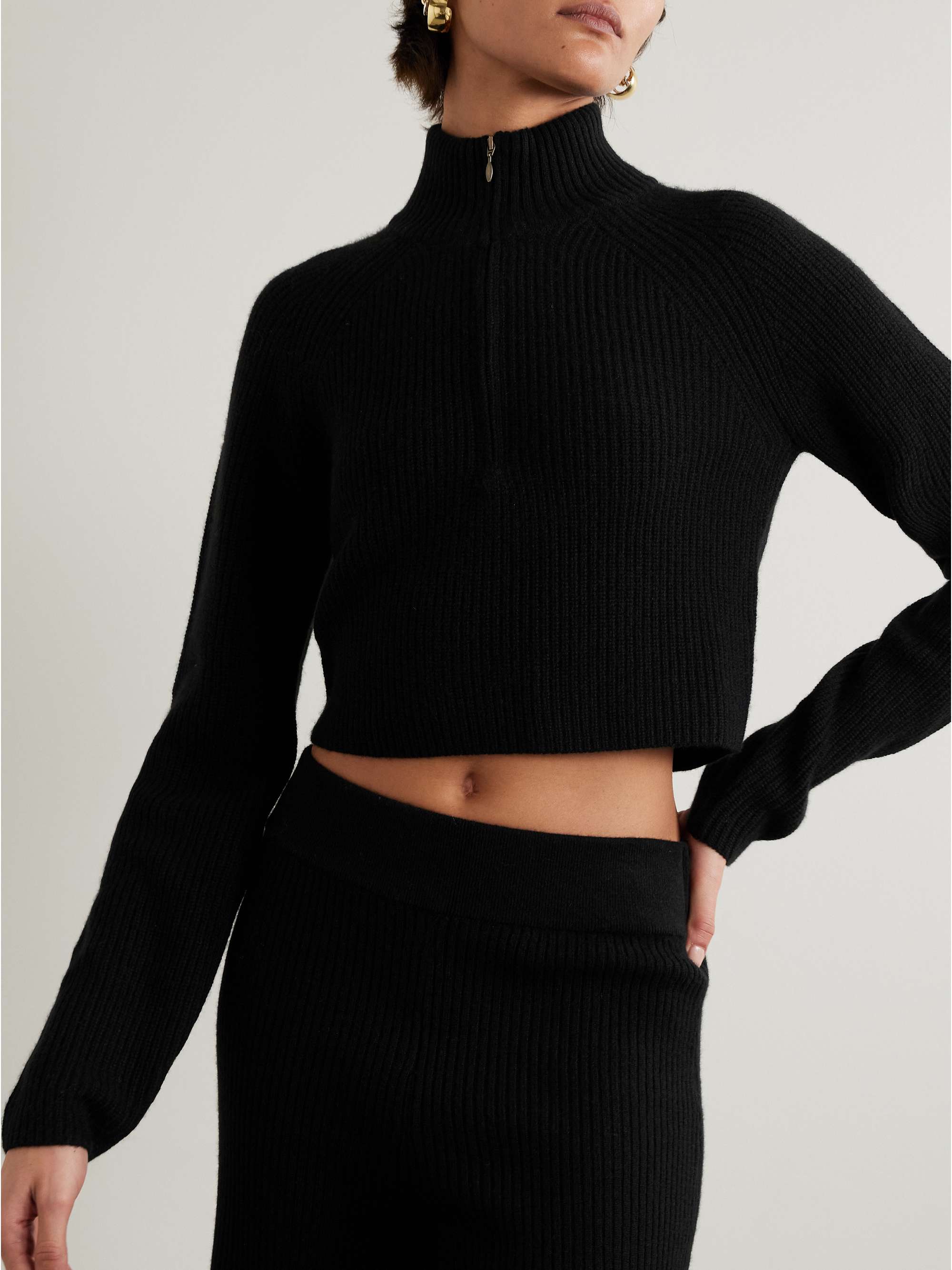 Tiboli cropped ribbed organic cashmere sweater view