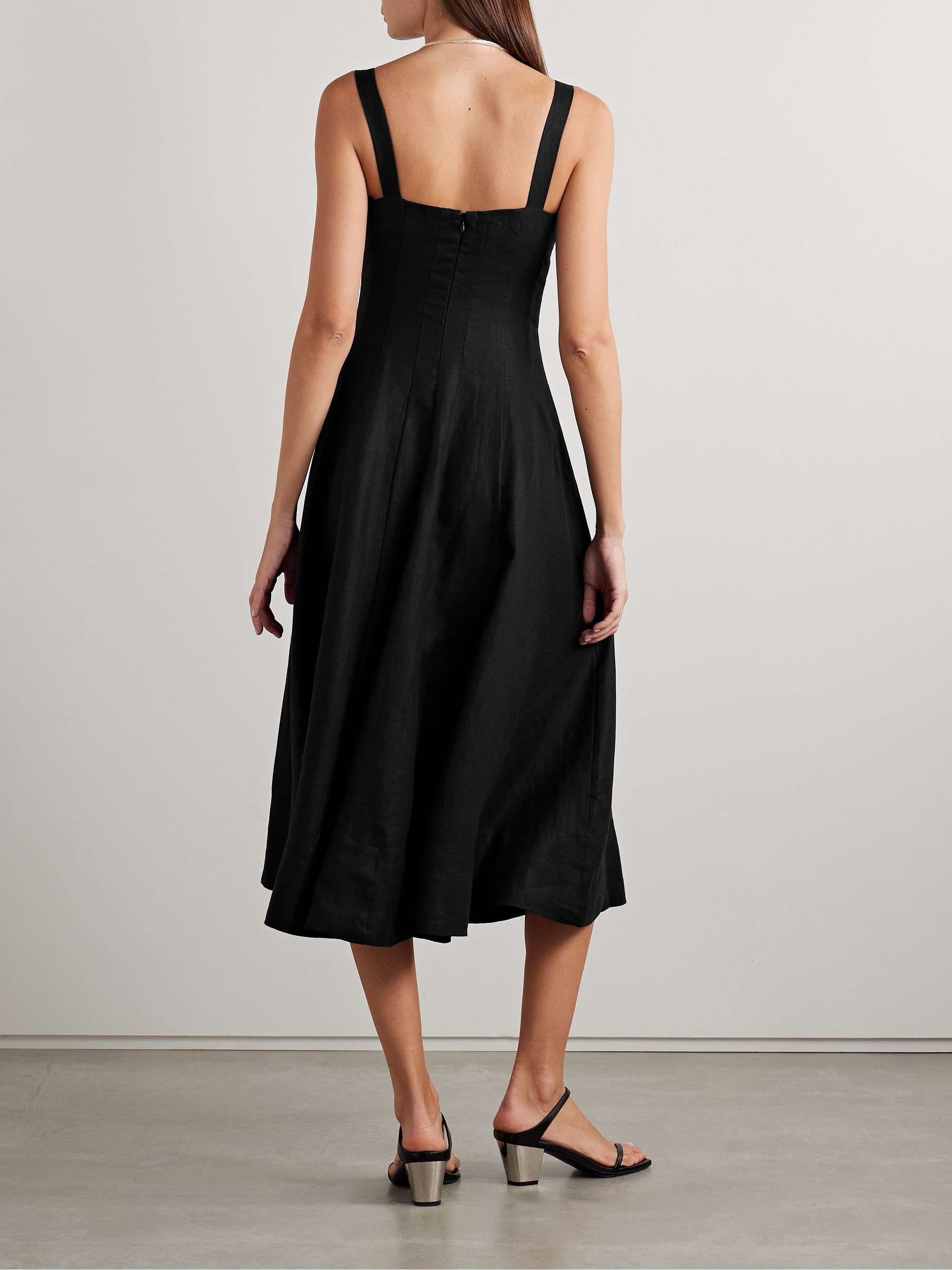 Corbiere pleated linen midi dress view