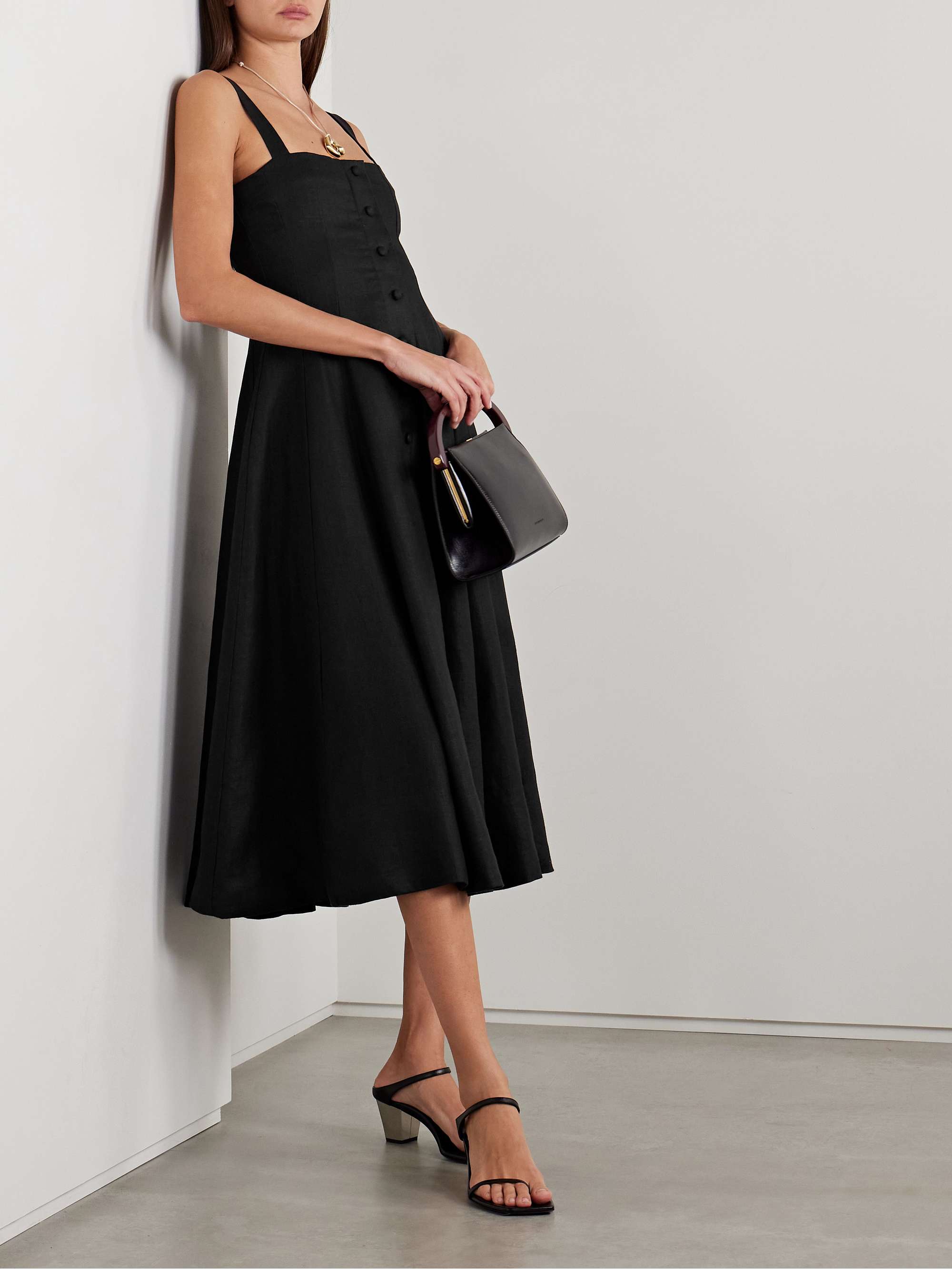 Corbiere pleated linen midi dress view