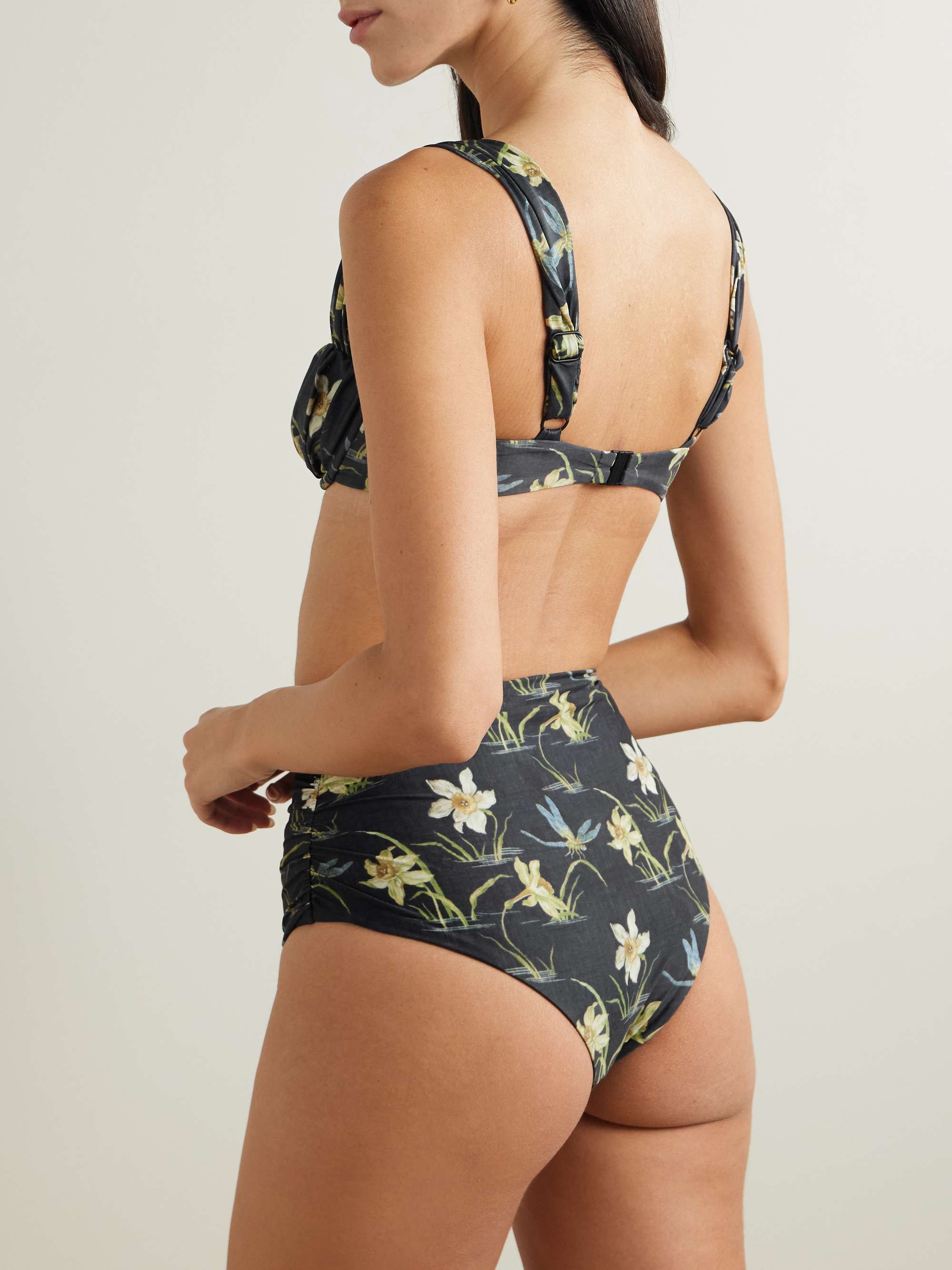 Emily floral-print gathered recycled bikini top view
