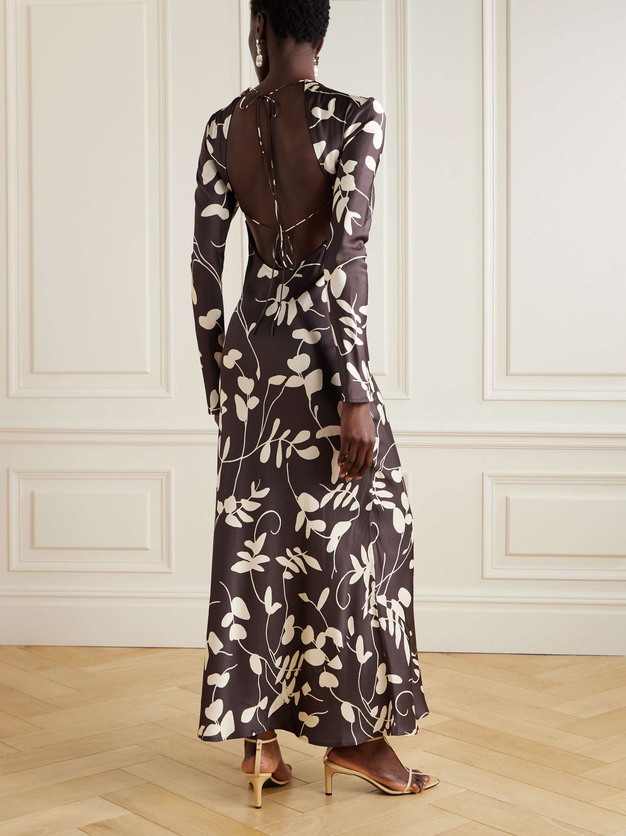 Faroe open-back printed satin maxi dress view