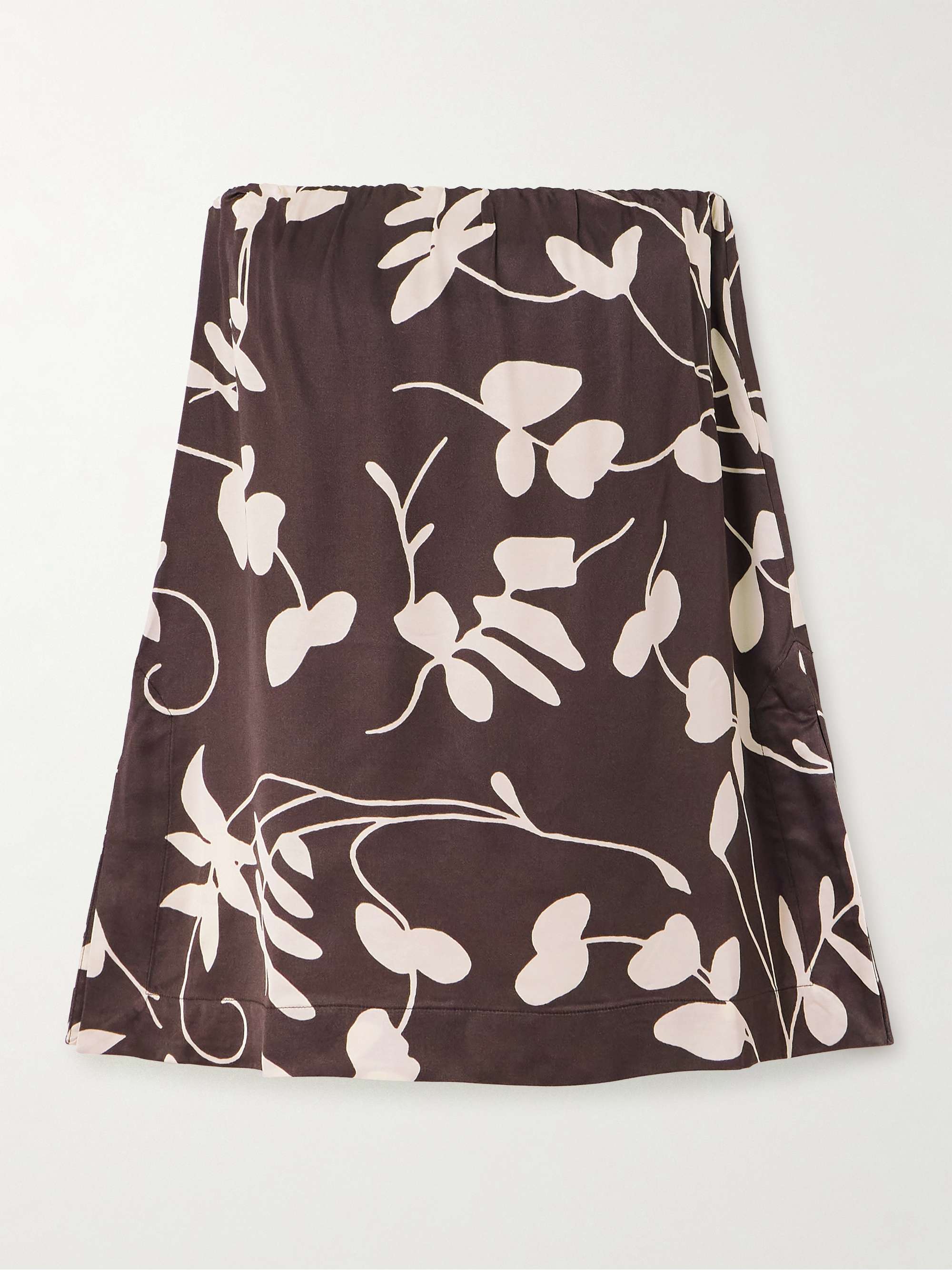 Chambien strapless gathered floral-print crepe top view