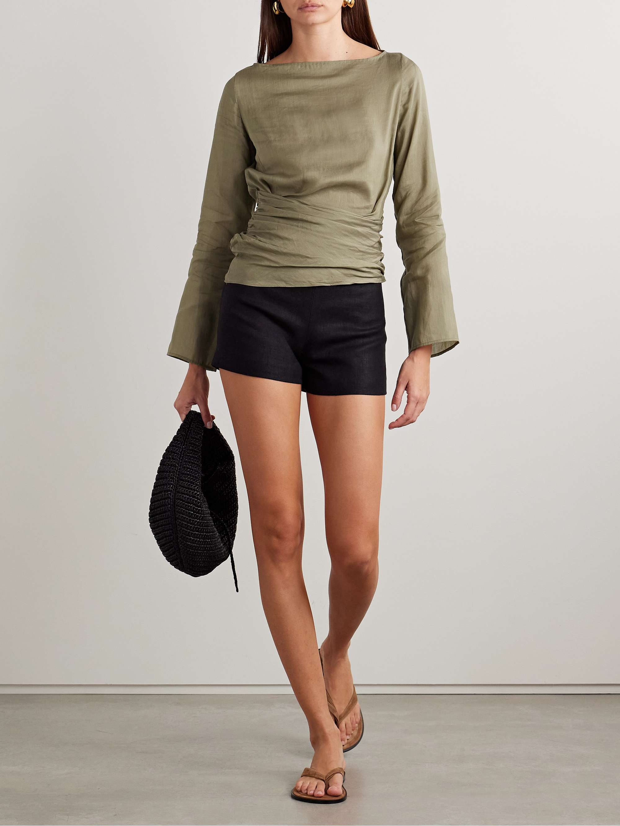 Adelia draped ramie and silk-blend top view