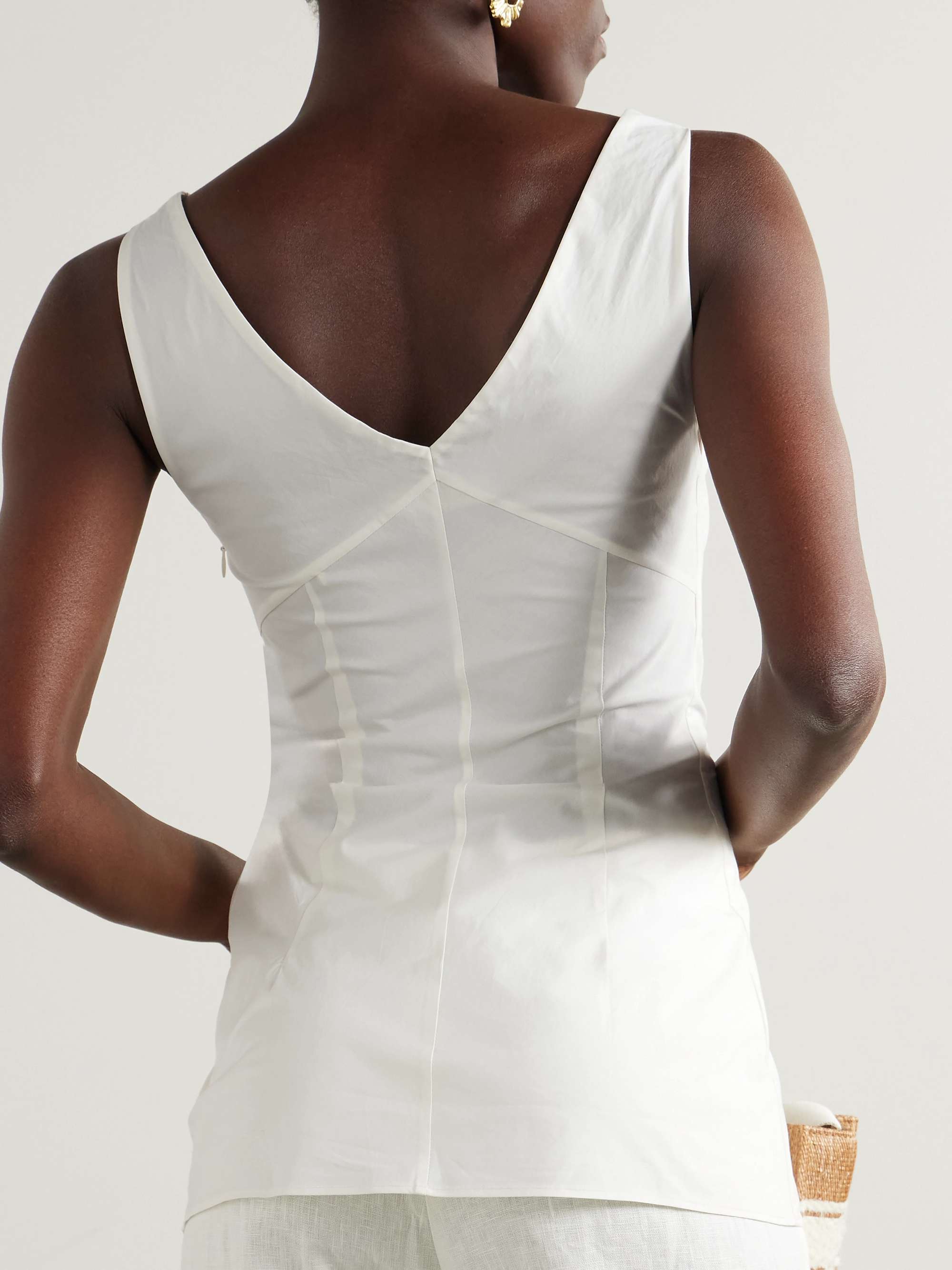 Gathered cotton-poplin tank view