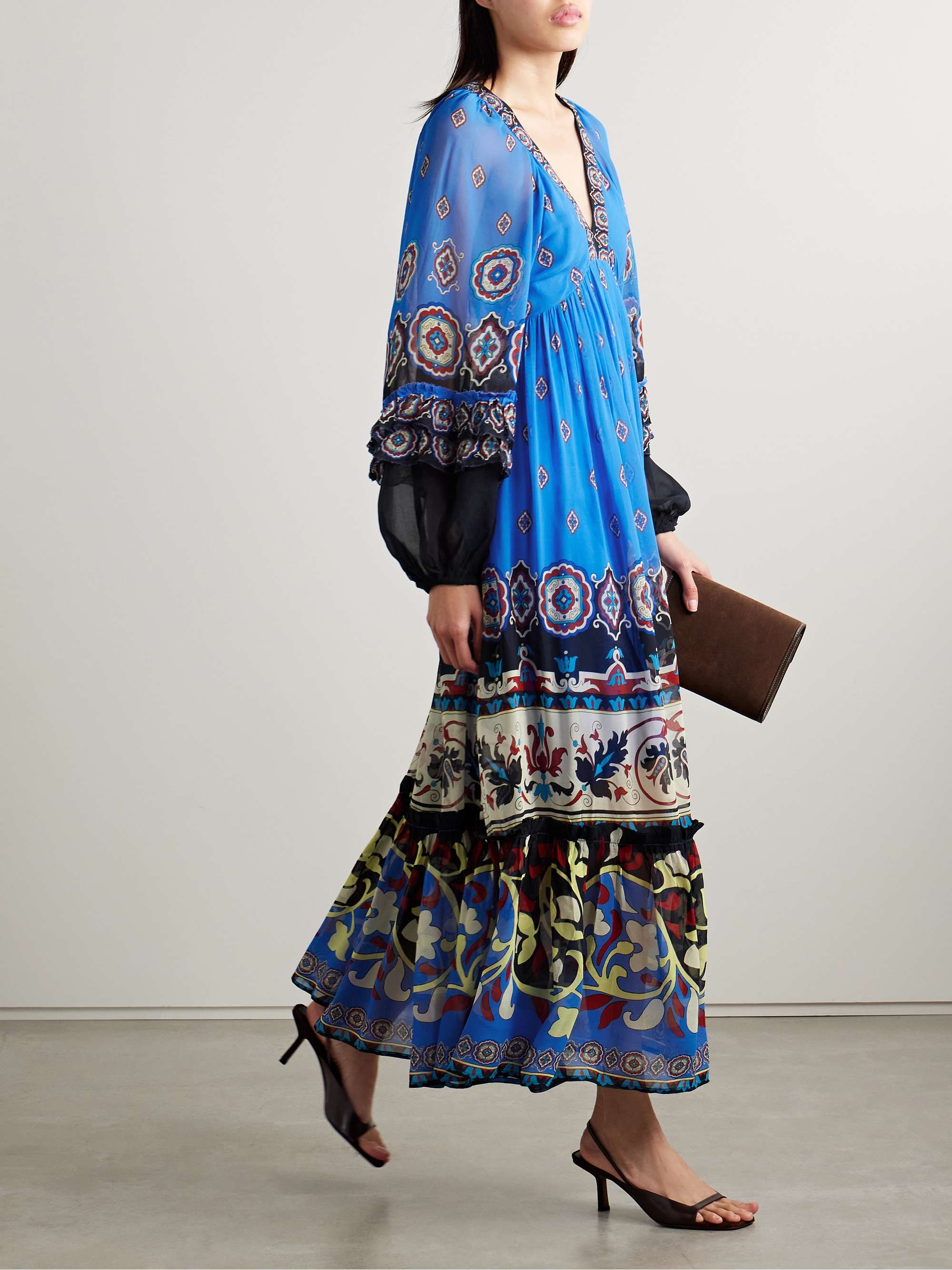 Ainika gathered printed georgette maxi dress view