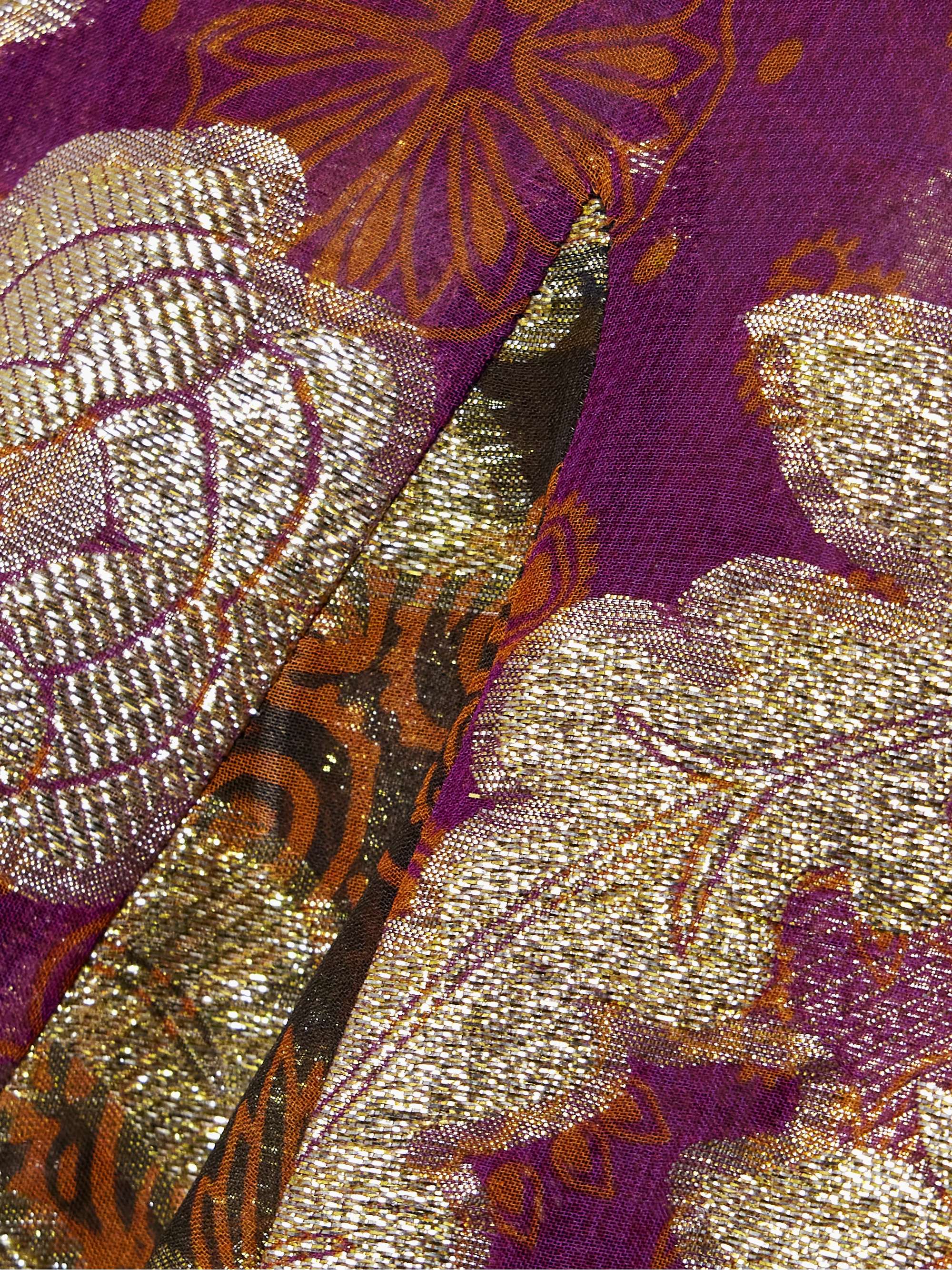 Printed metallic fil coupé chiffon maxi dress view