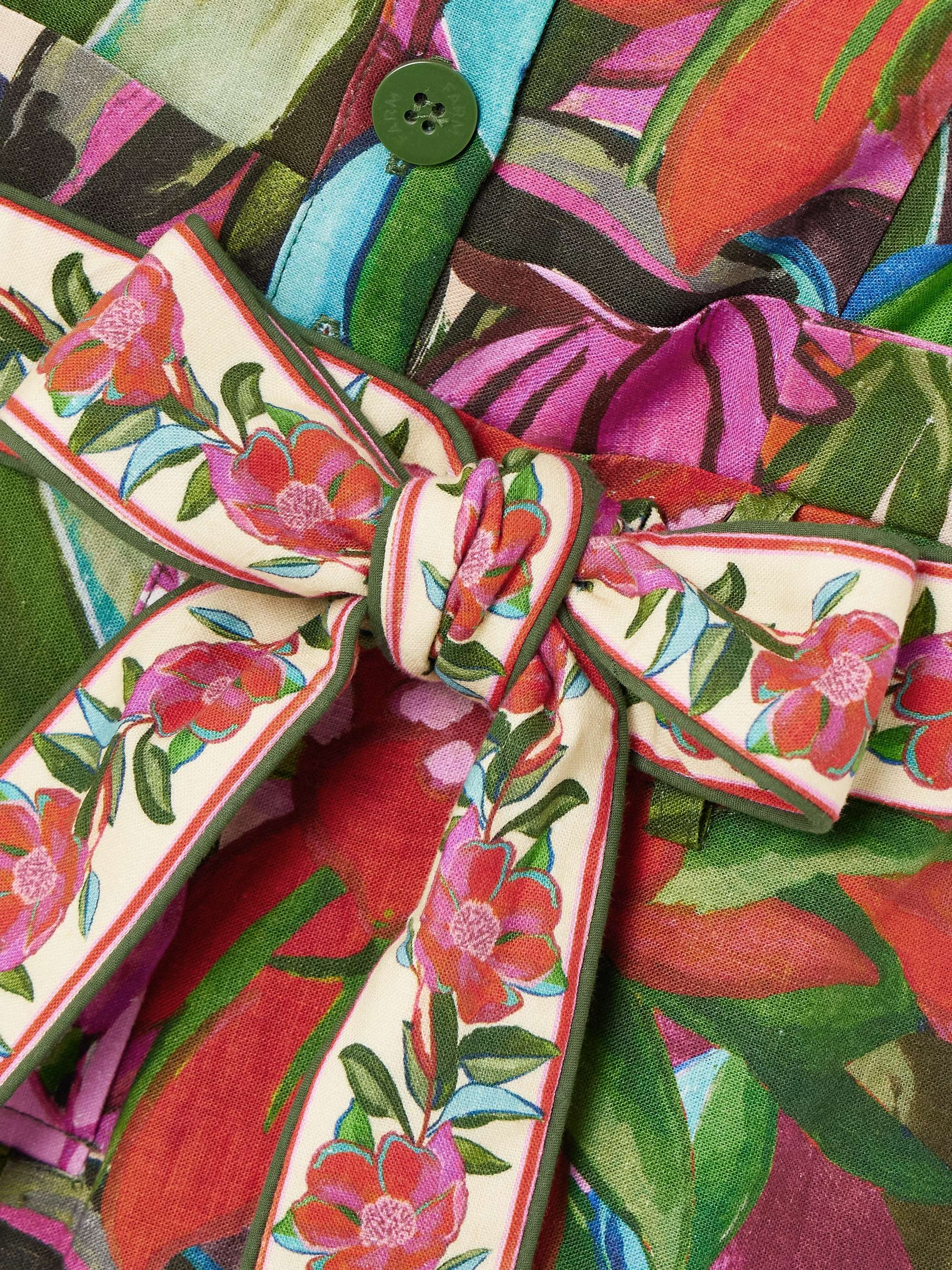 Jardin de Reve belted floral-print linen-blend playsuit view