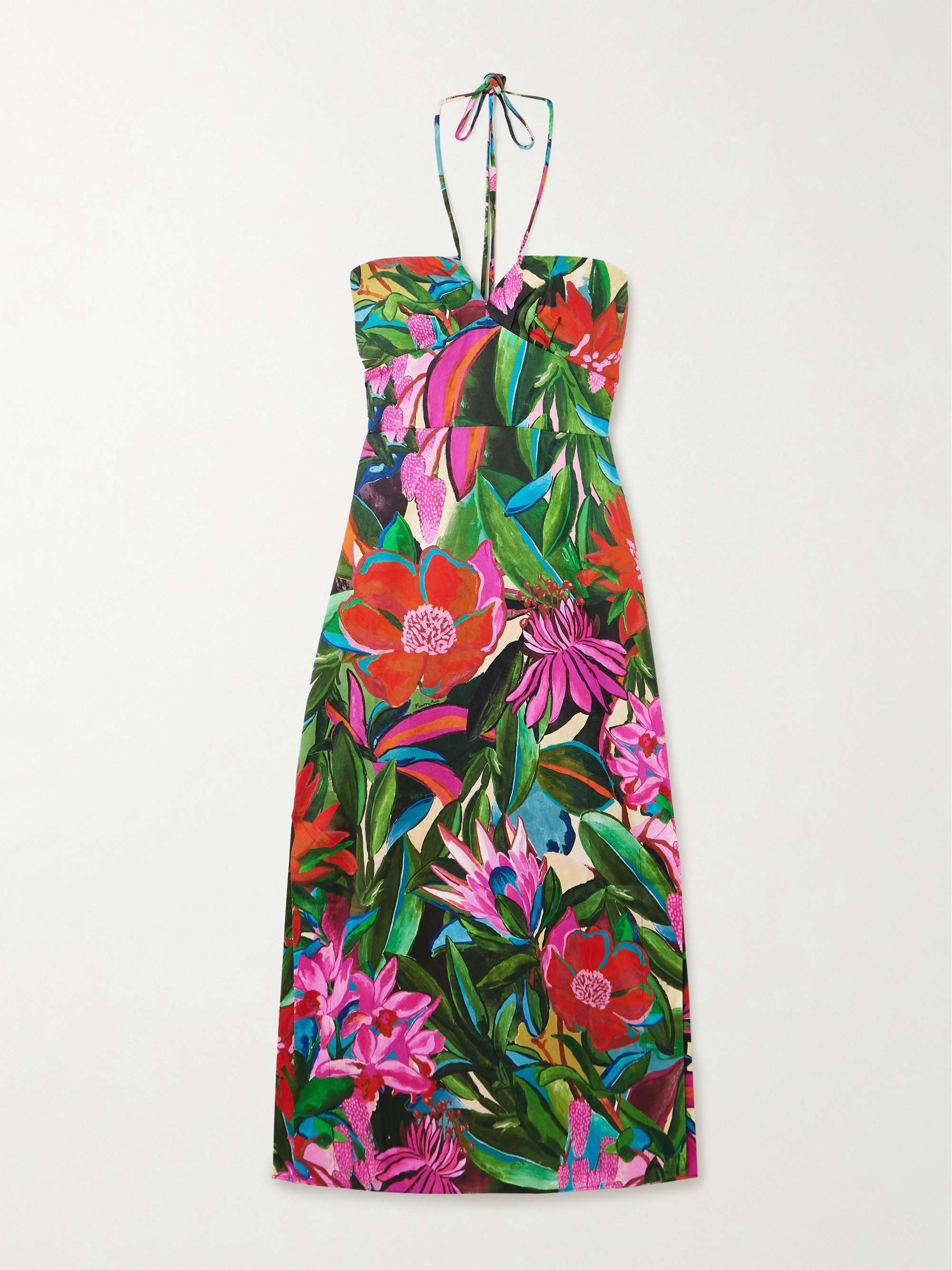 Jardin de Rêve floral-print organic cotton halterneck midi dress view