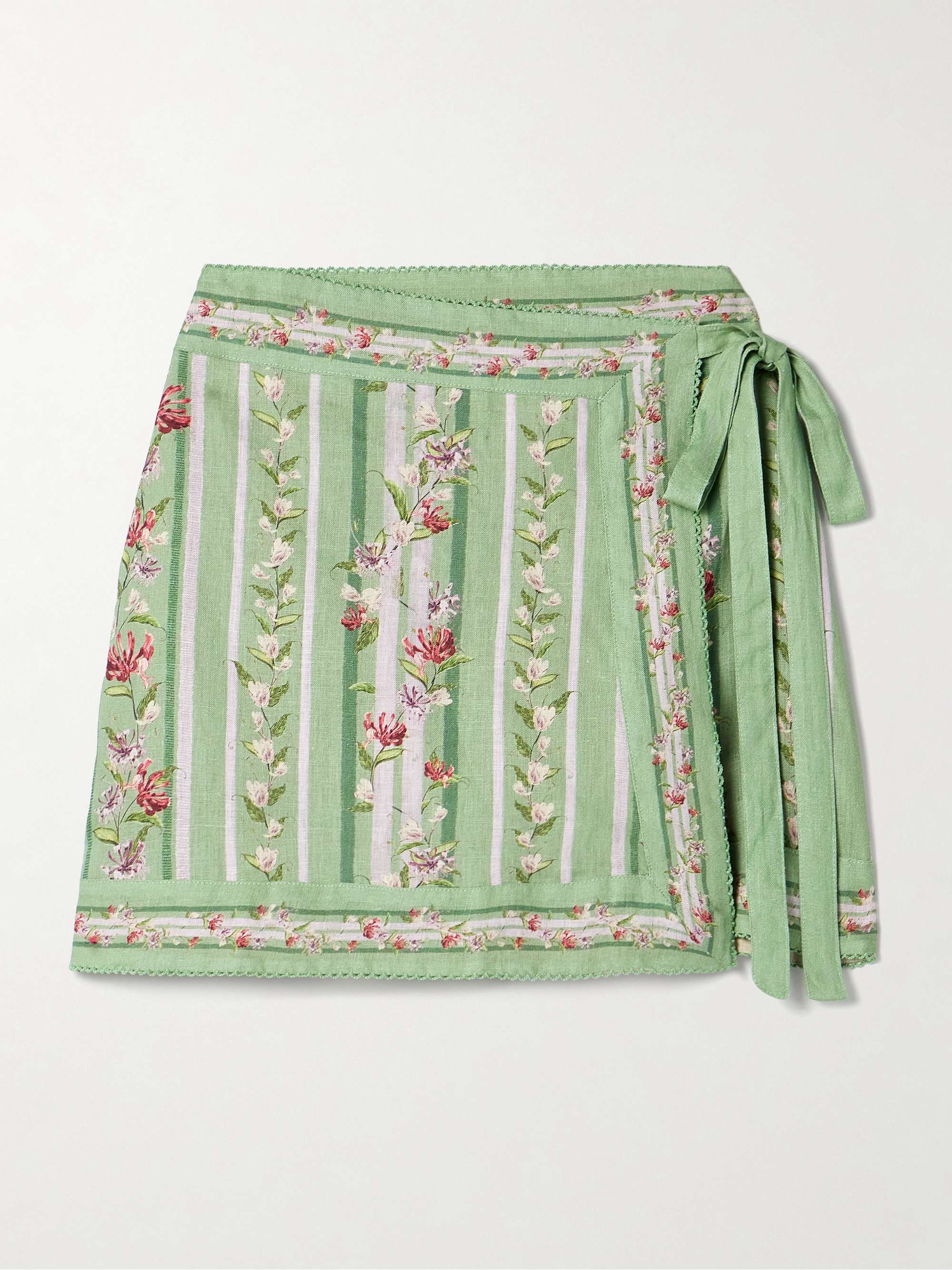Luna Honeysuckle scalloped floral-print linen pareo view