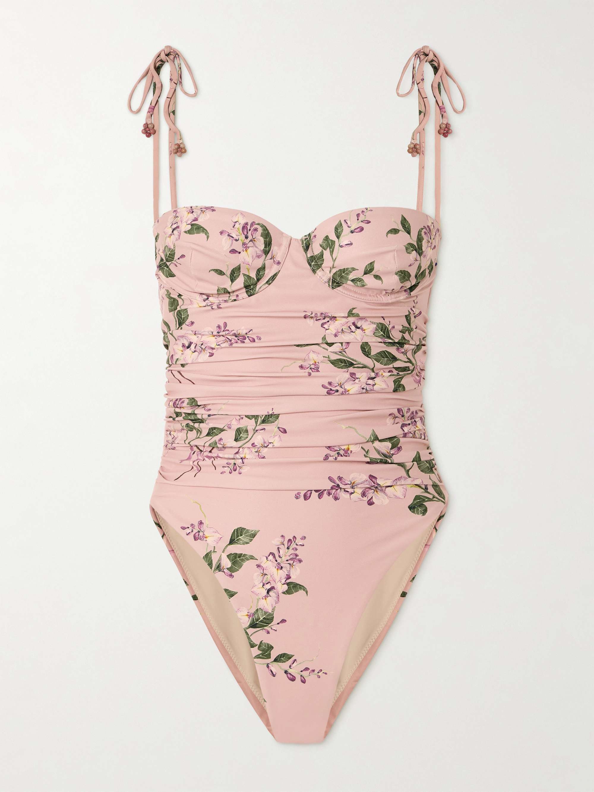 Rabano Wisteria bead-embellished floral-print recycled swimsuit view