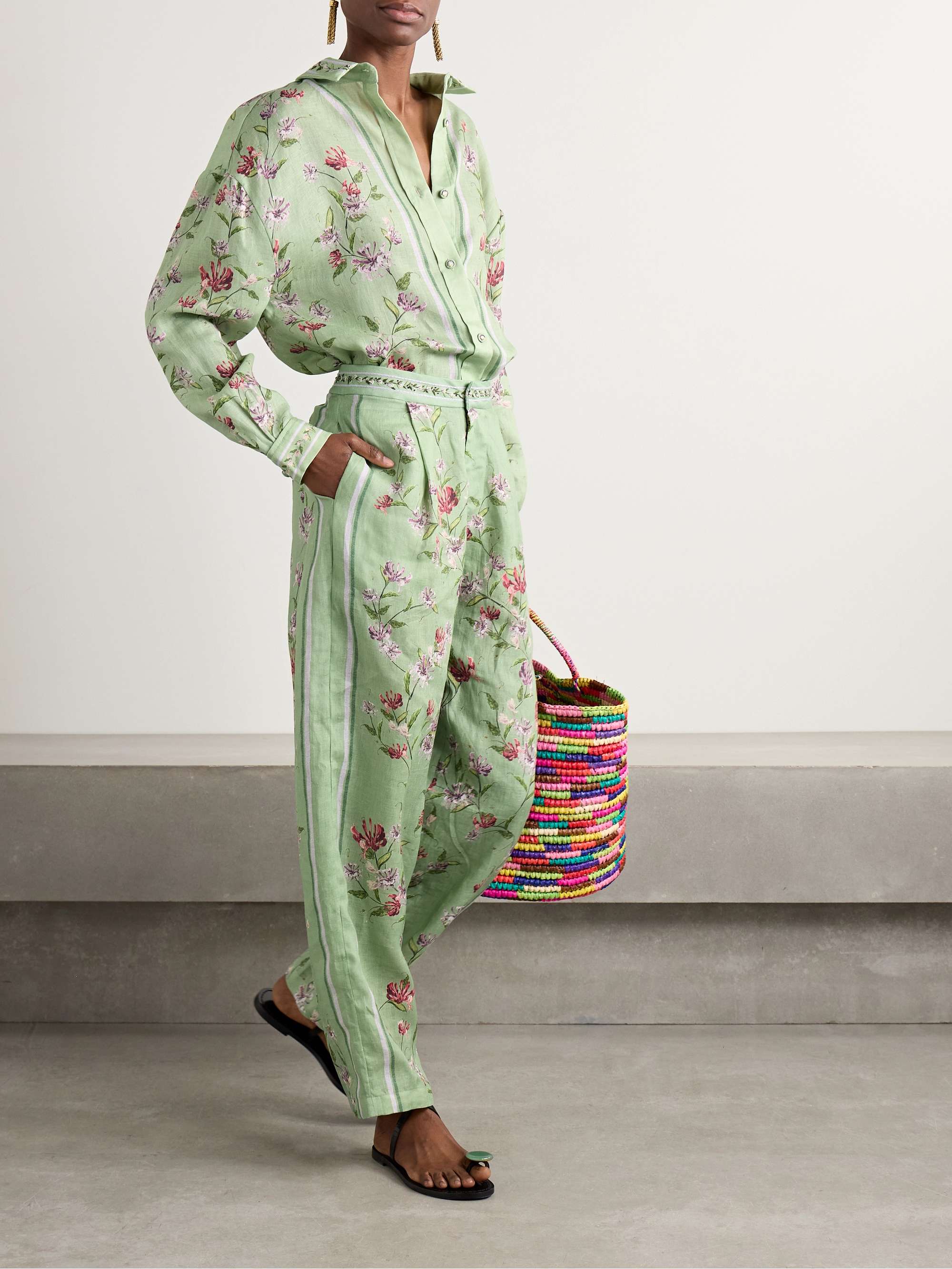 Cecilia Honeysuckle floral-print linen shirt view