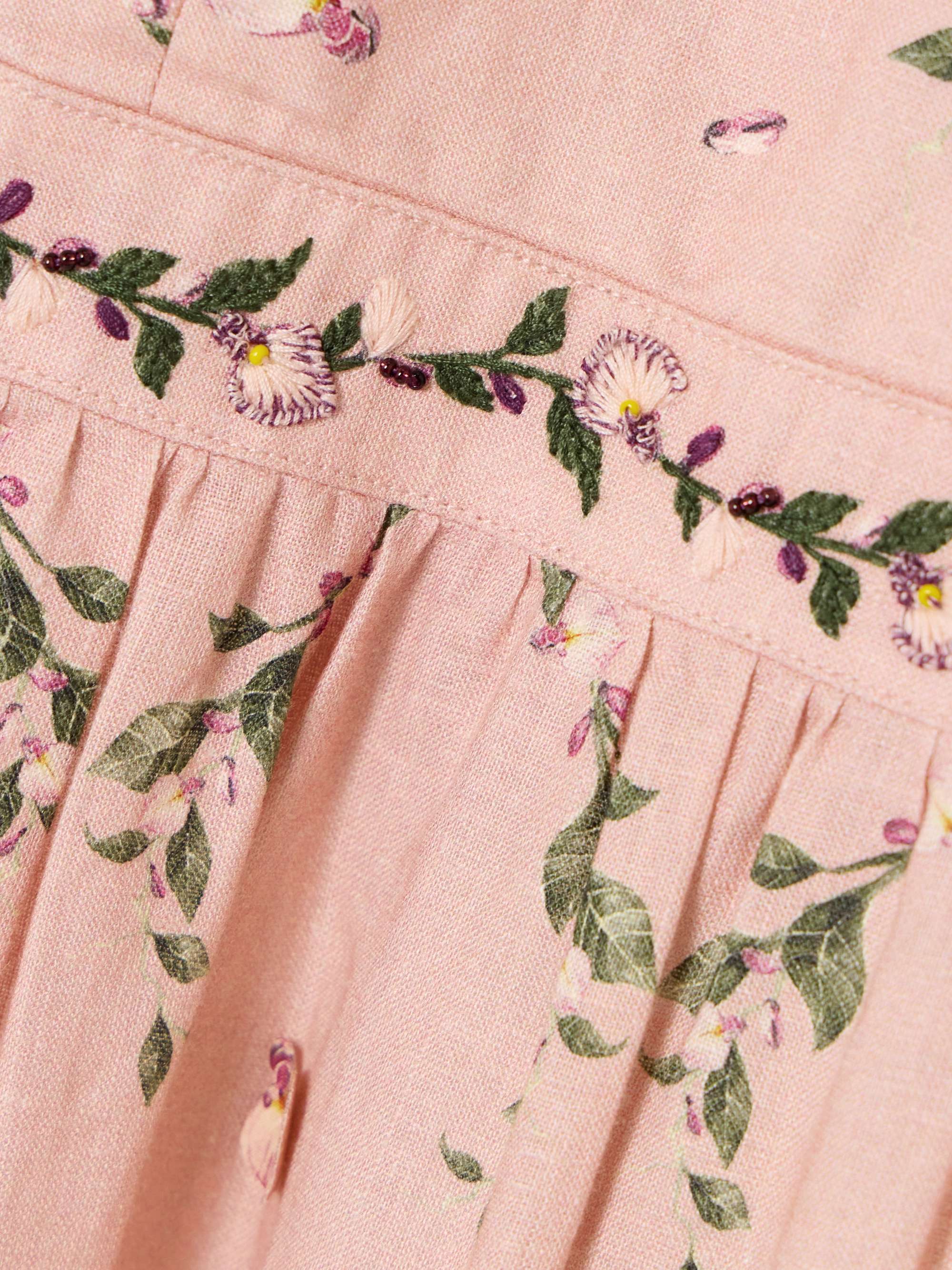 Consuelo Wisteria tiered embroidered floral-print linen halterneck midi dress view