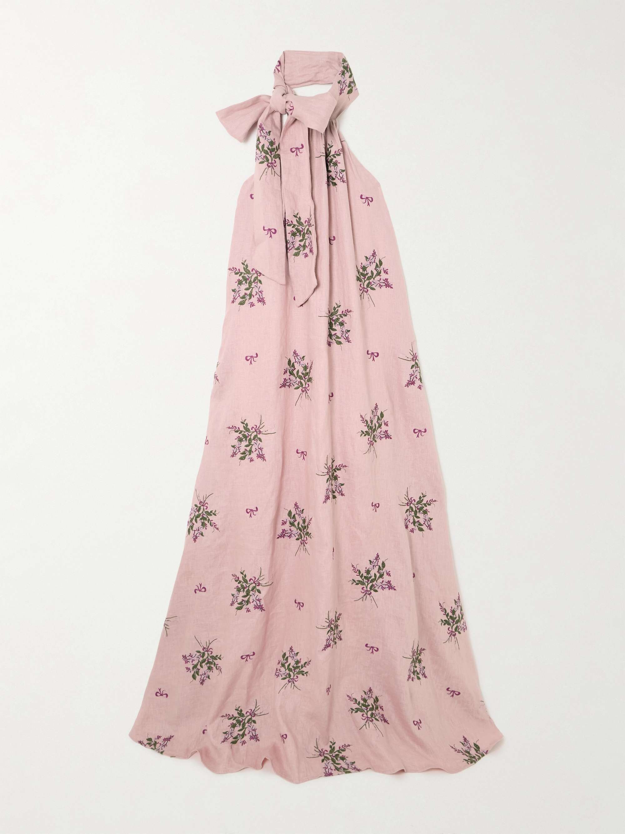 Efímero Wisteria embroidered linen halterneck maxi dress view