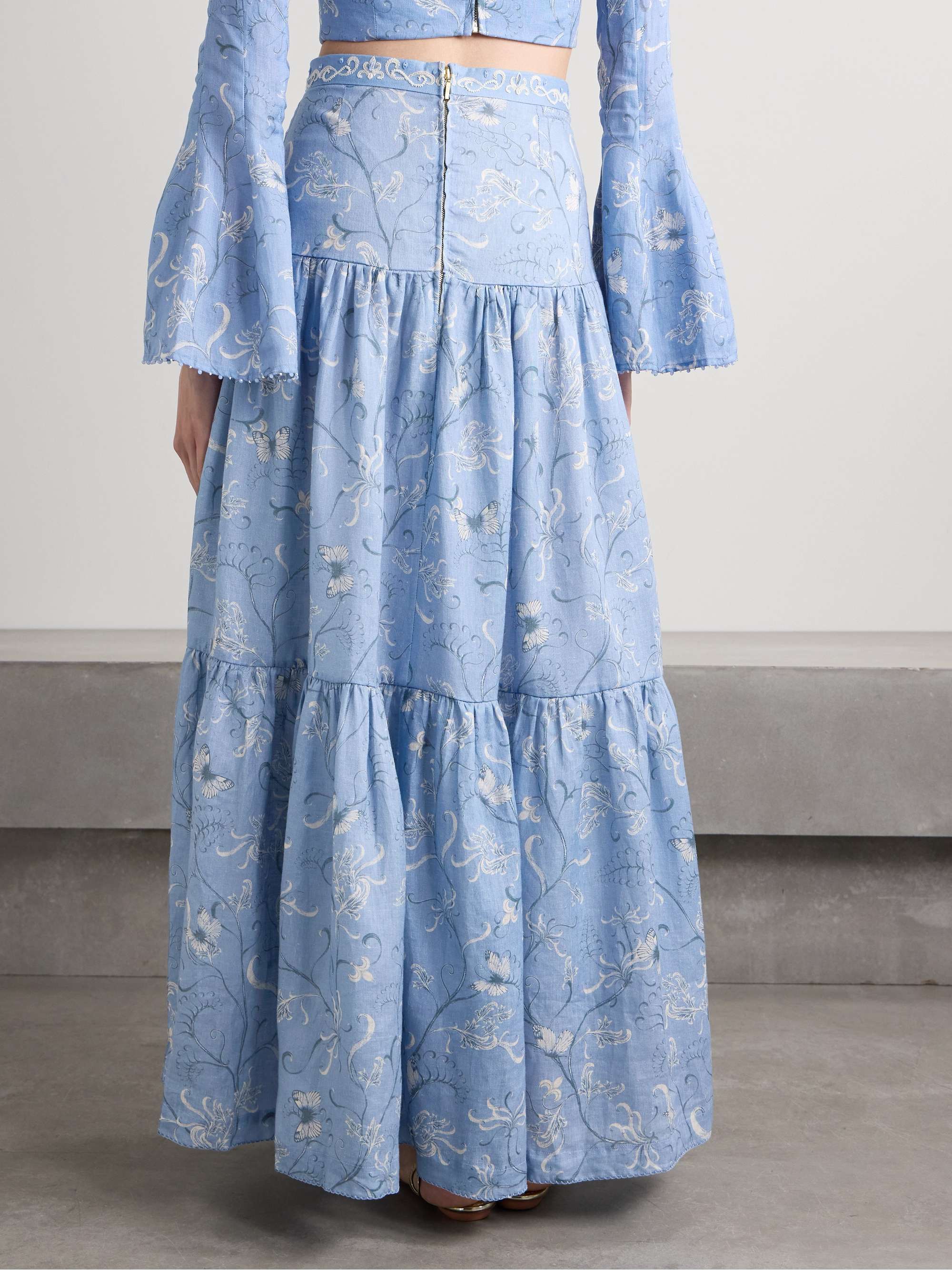 Anis Lymanopoda tiered printed linen maxi skirt view