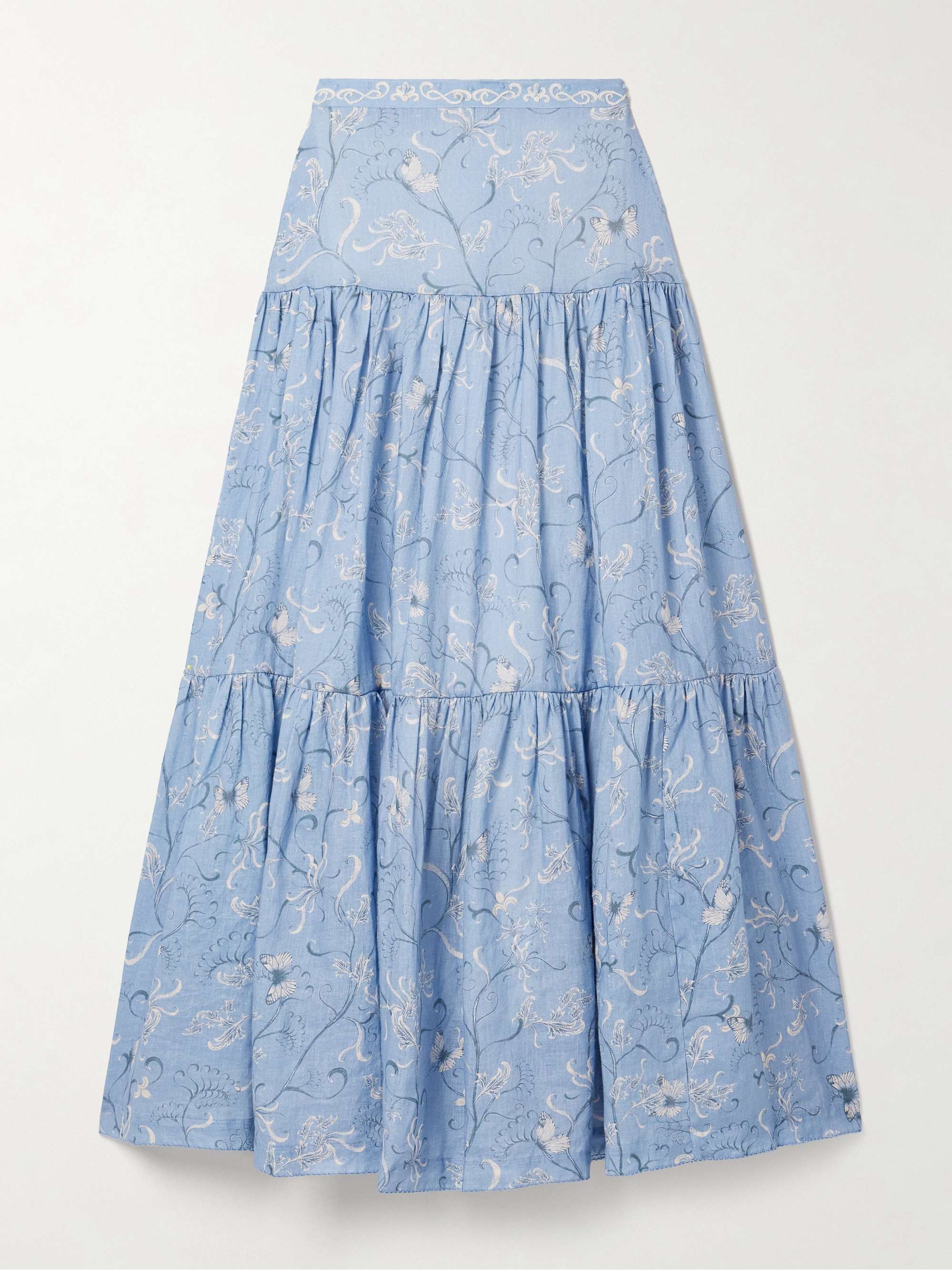 Anis Lymanopoda tiered printed linen maxi skirt view