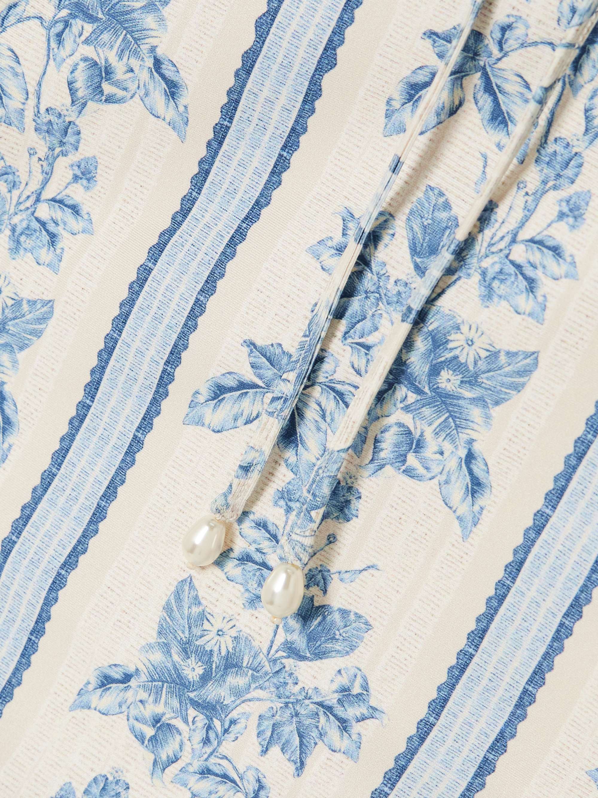 Ébano Bougainvillea faux pearl-embellished tie-detailed floral-print recycled swimsuit view