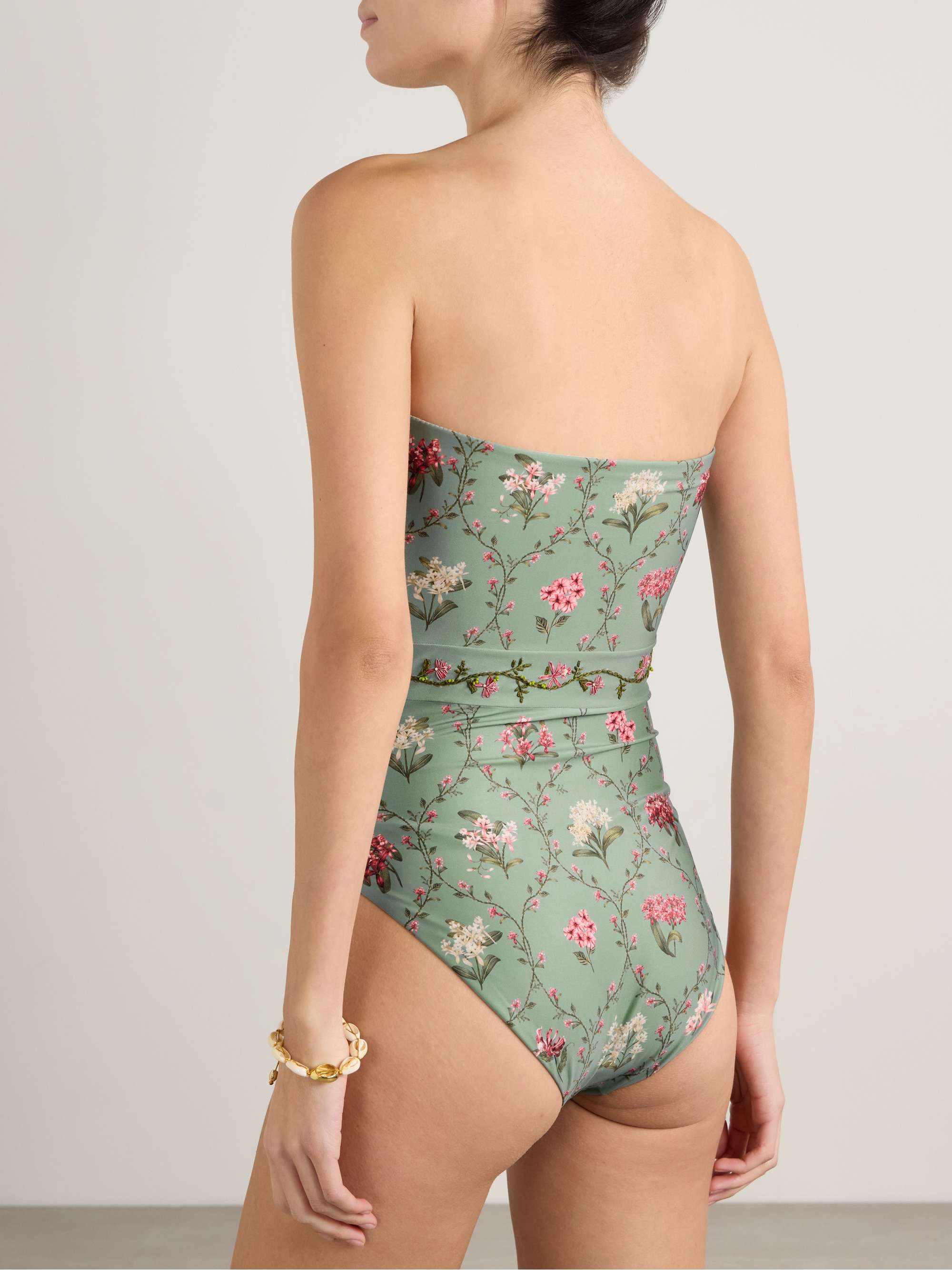 Ilusión Orquidea strapless embroidered floral-print recycled swimsuit view
