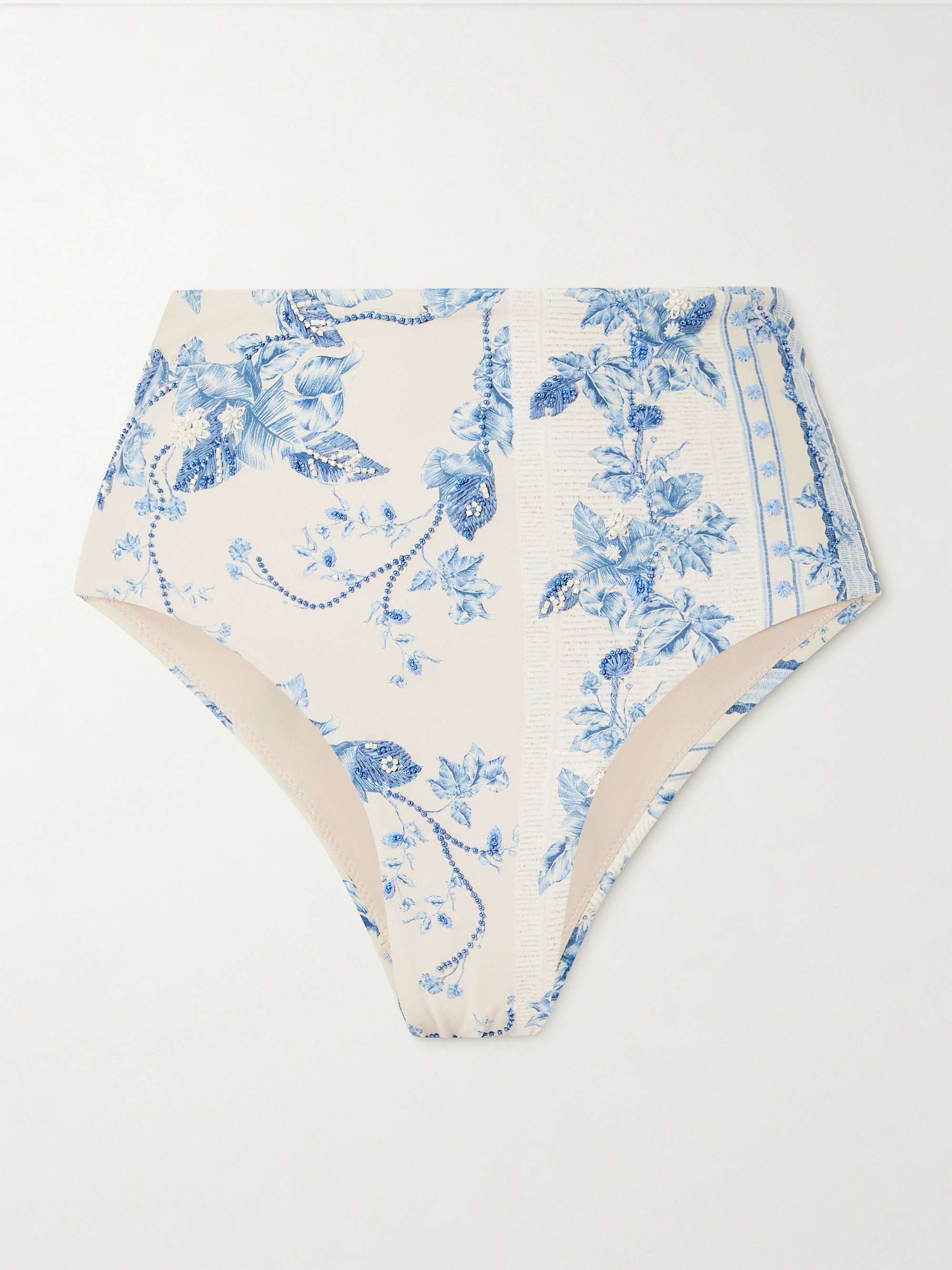 Magenta Bougainvillea bead-embellished floral-print recycled bikini bottoms view