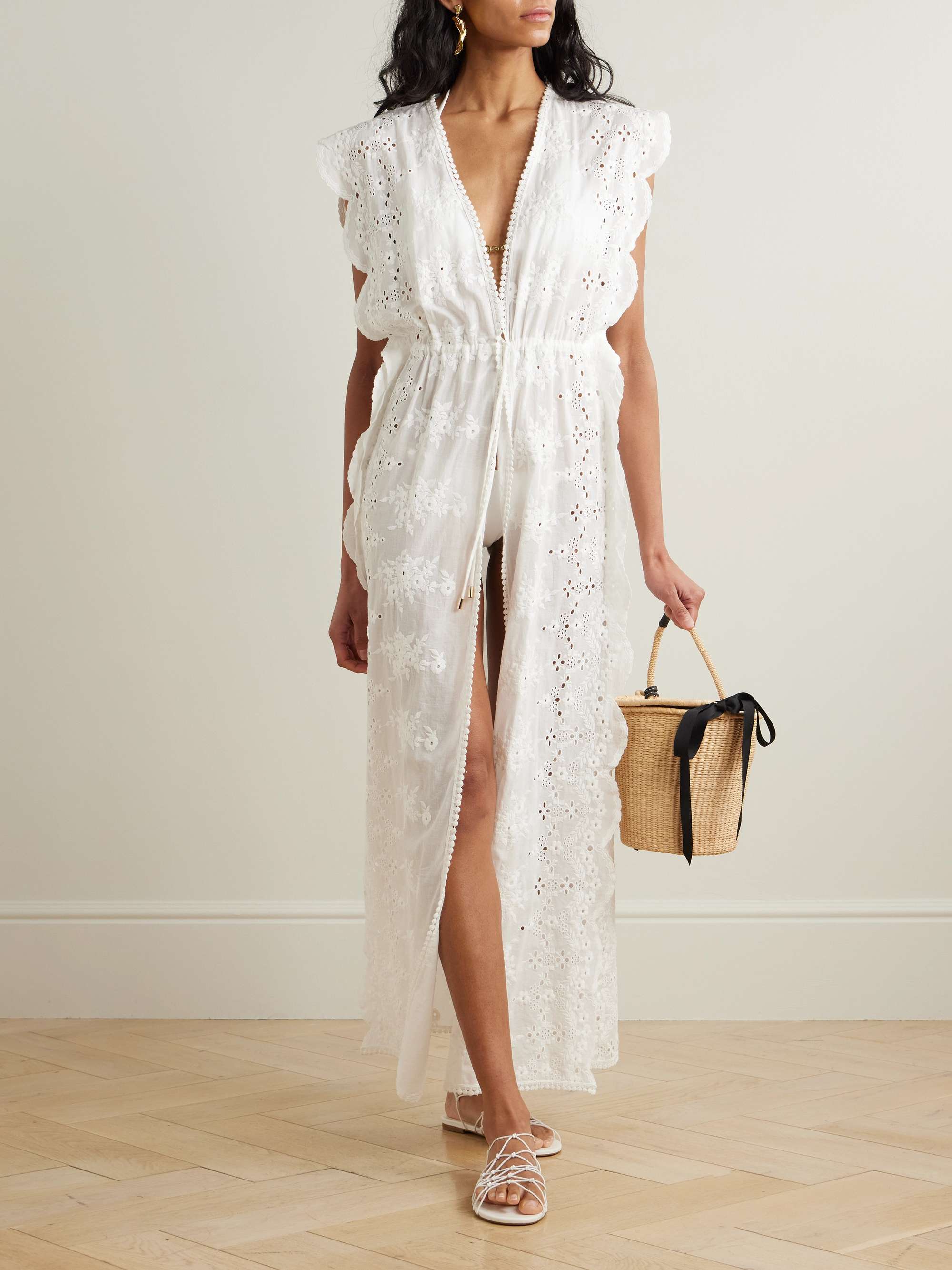 Talitha picot-trimmed embroidered broderie anglaise cotton-voile kaftan view